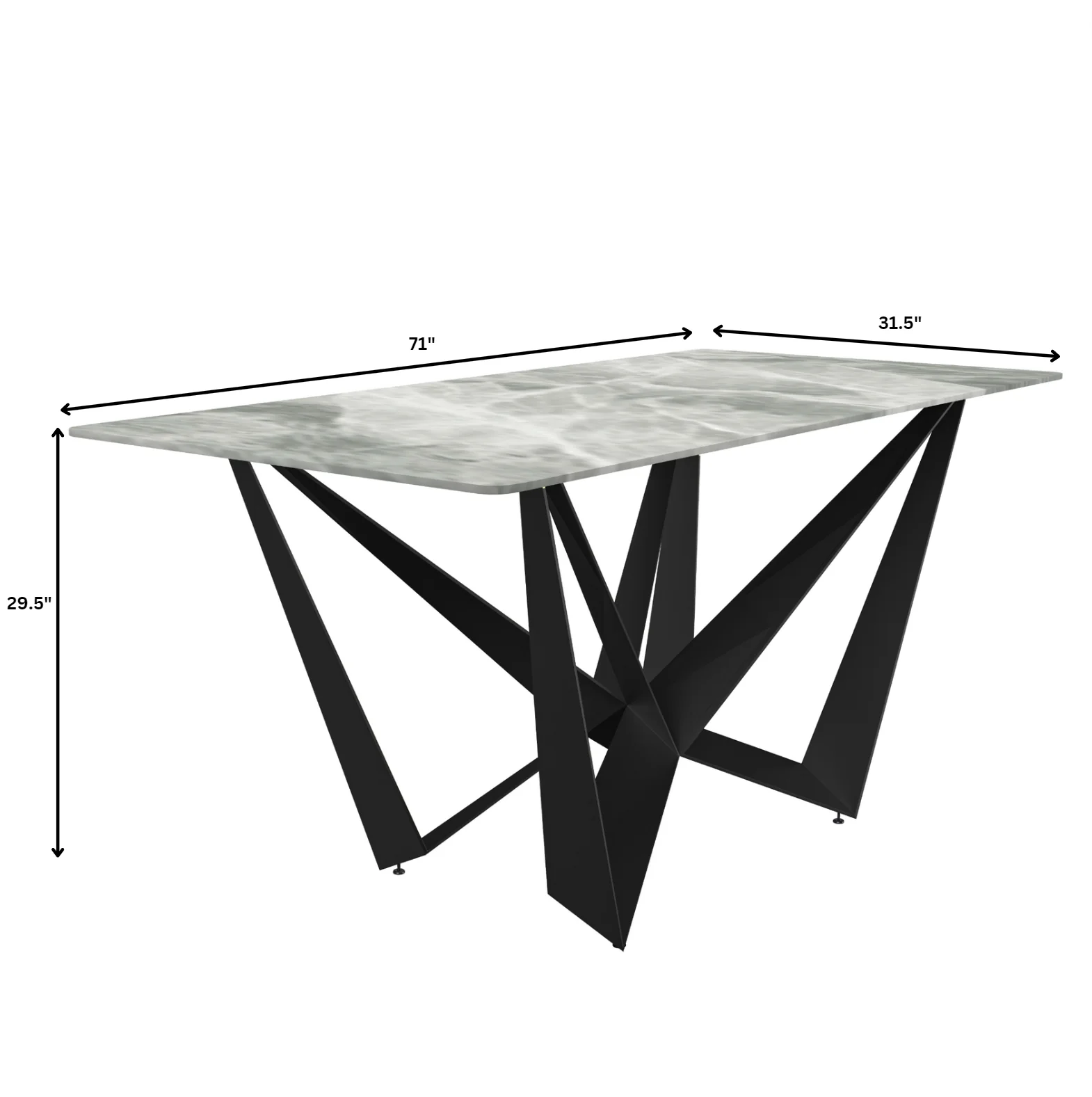 Nuvor Series Modern Dining Table Black Base, With 71 Light Grey Sintered Stone Top