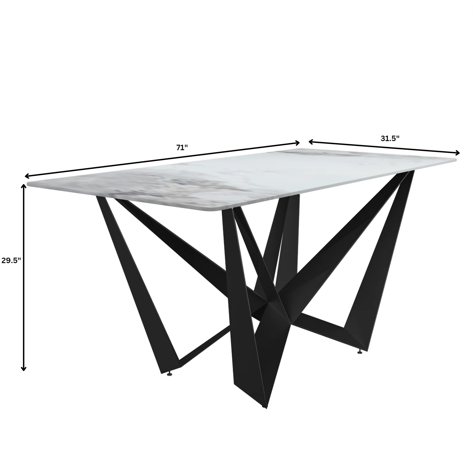 Nuvor Series Modern Dining Table Black Base, With 71 Medium Grey Sintered Stone Top