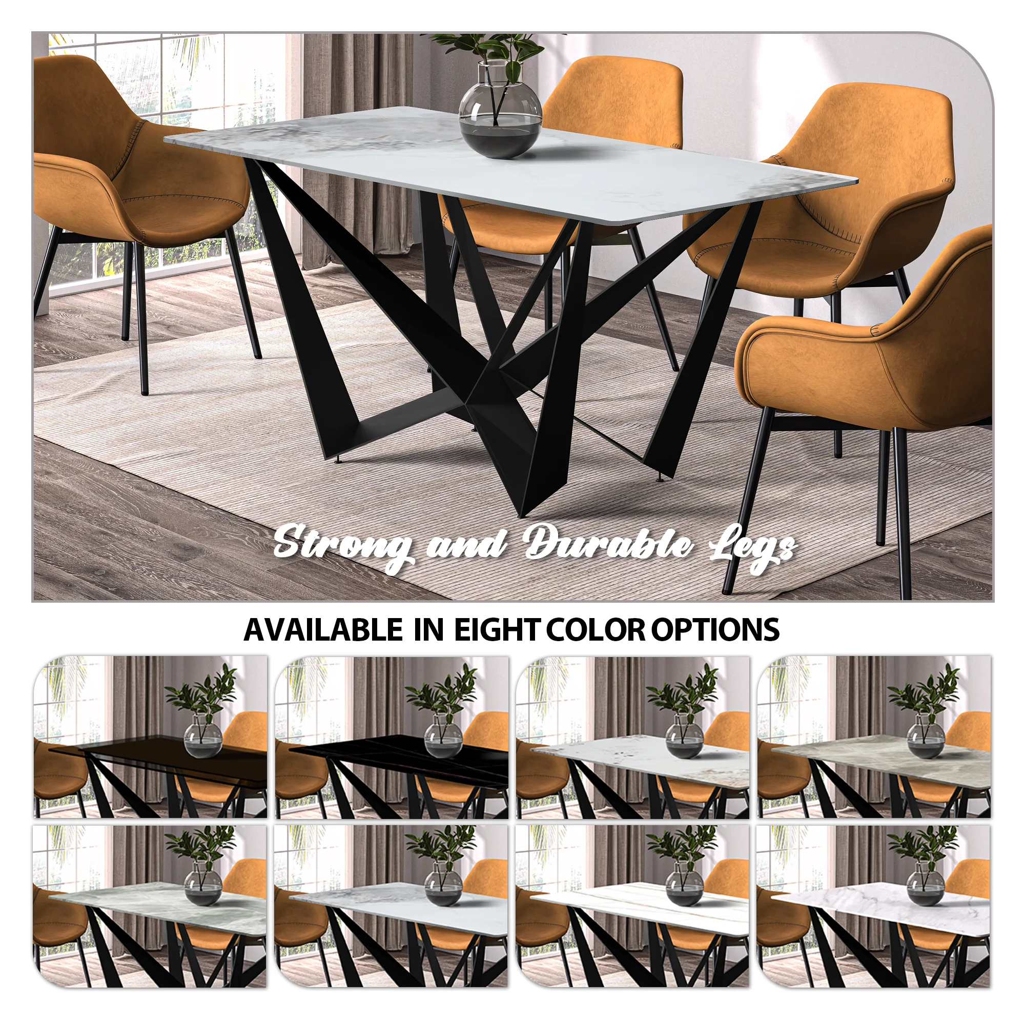 Nuvor Series Modern Dining Table Black Base, With 71 Medium Grey Sintered Stone Top