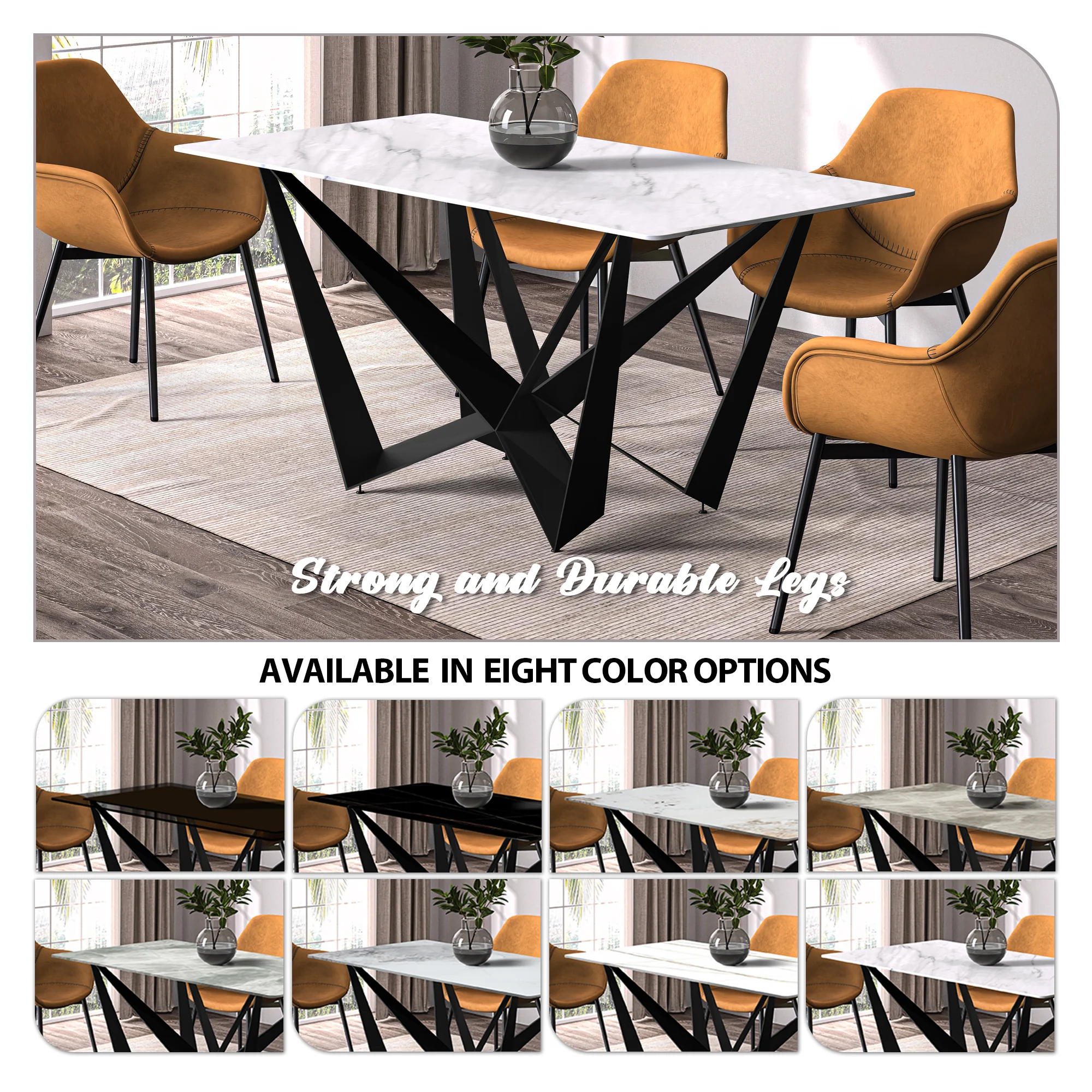 Nuvor Series Modern Dining Table Black Base, With 71 White Sintered Stone Top