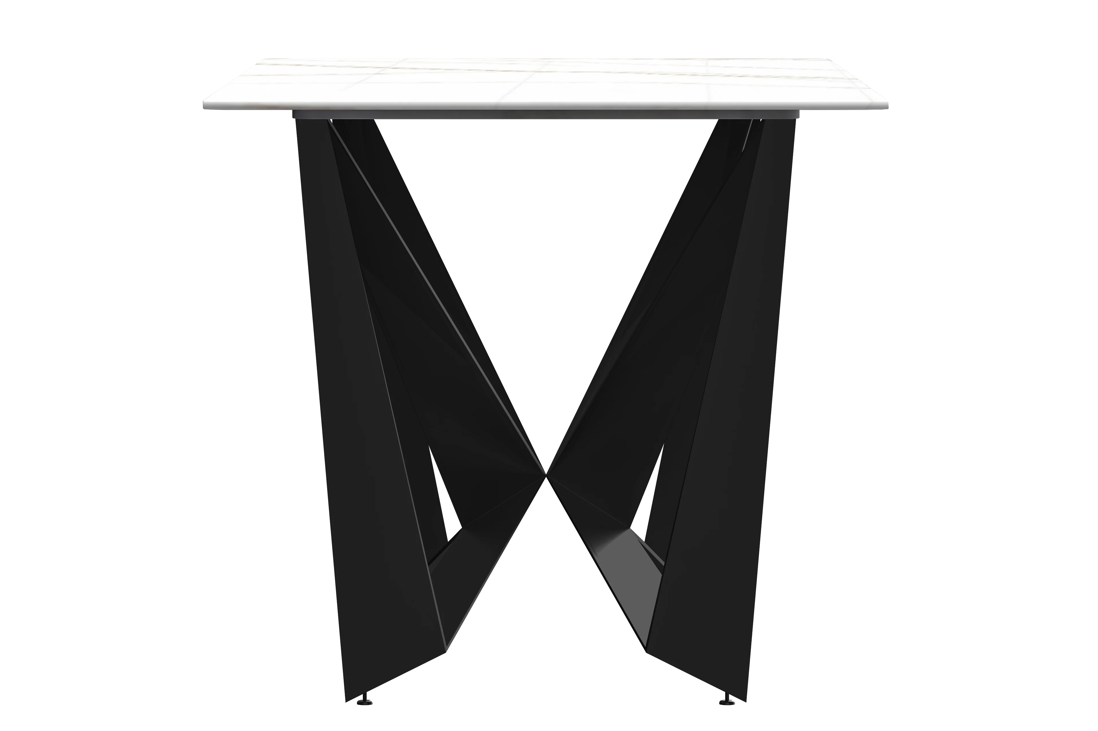 Nuvor Series Modern Dining Table Black Base, With 71 White/Gold Sintered Stone Top
