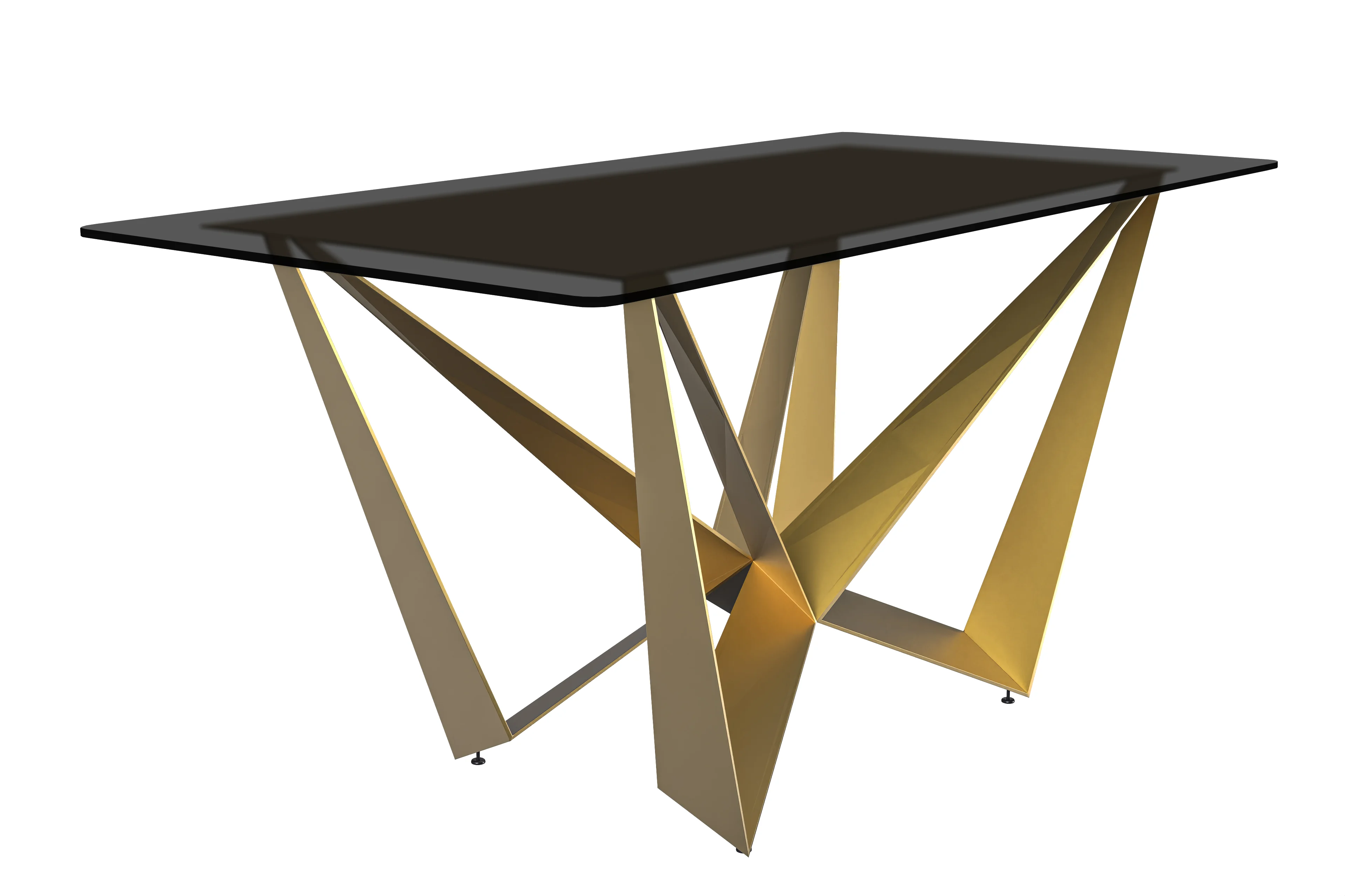 Nuvor Mid-Century Modern Dining Table with a 55 Rectangular Black Top and Gold Steel Base