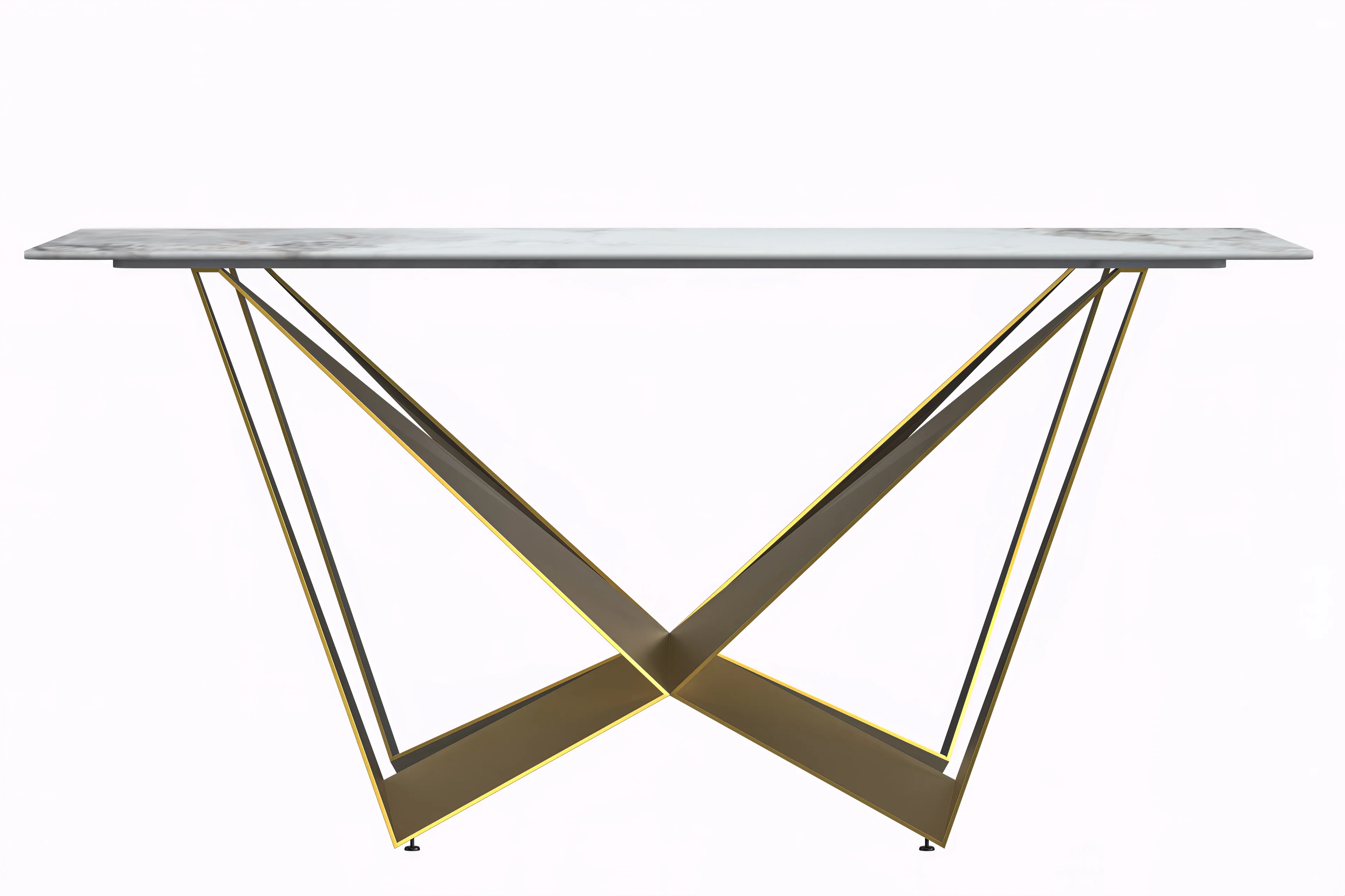 Nuvor Mid-Century Modern Dining Table with a 55 Rectangular Medium Grey Top and Gold Steel Base