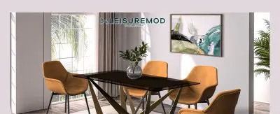 Nuvor Series Modern Dining Table Gold Base, With 62" Black Glass Top