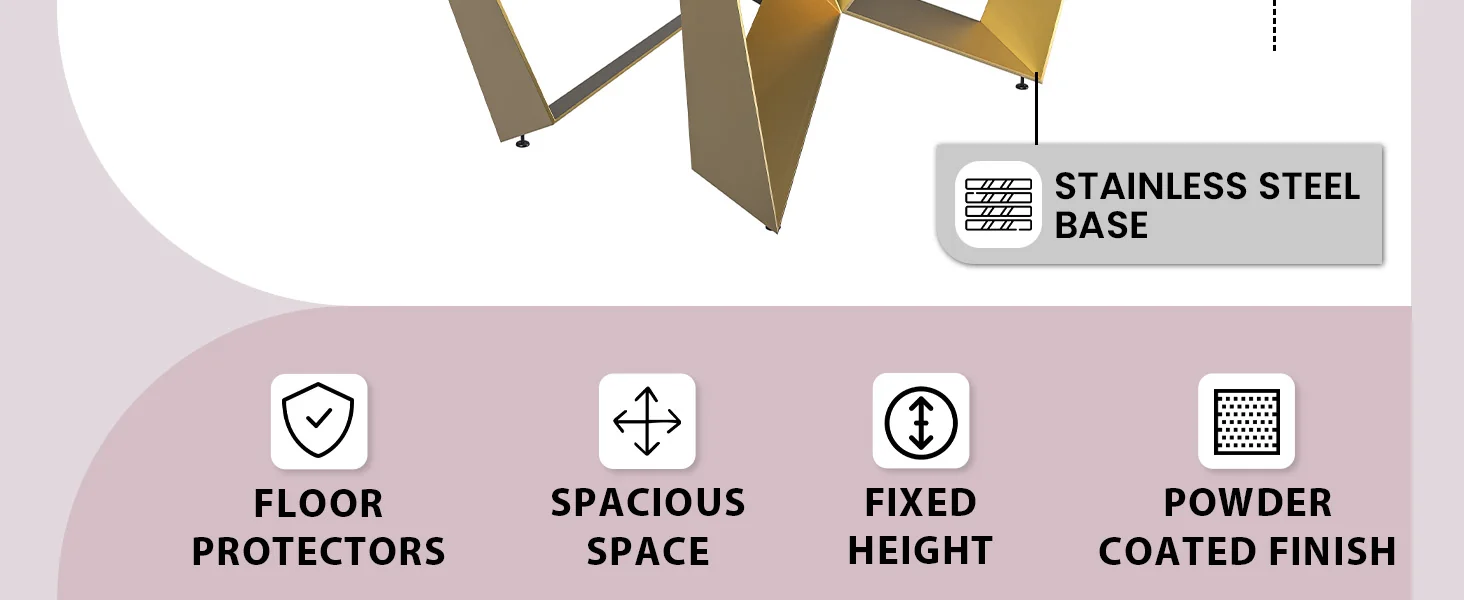 Nuvor Series Modern Dining Table Gold Base, With 62 White Grey Sintered Stone Top