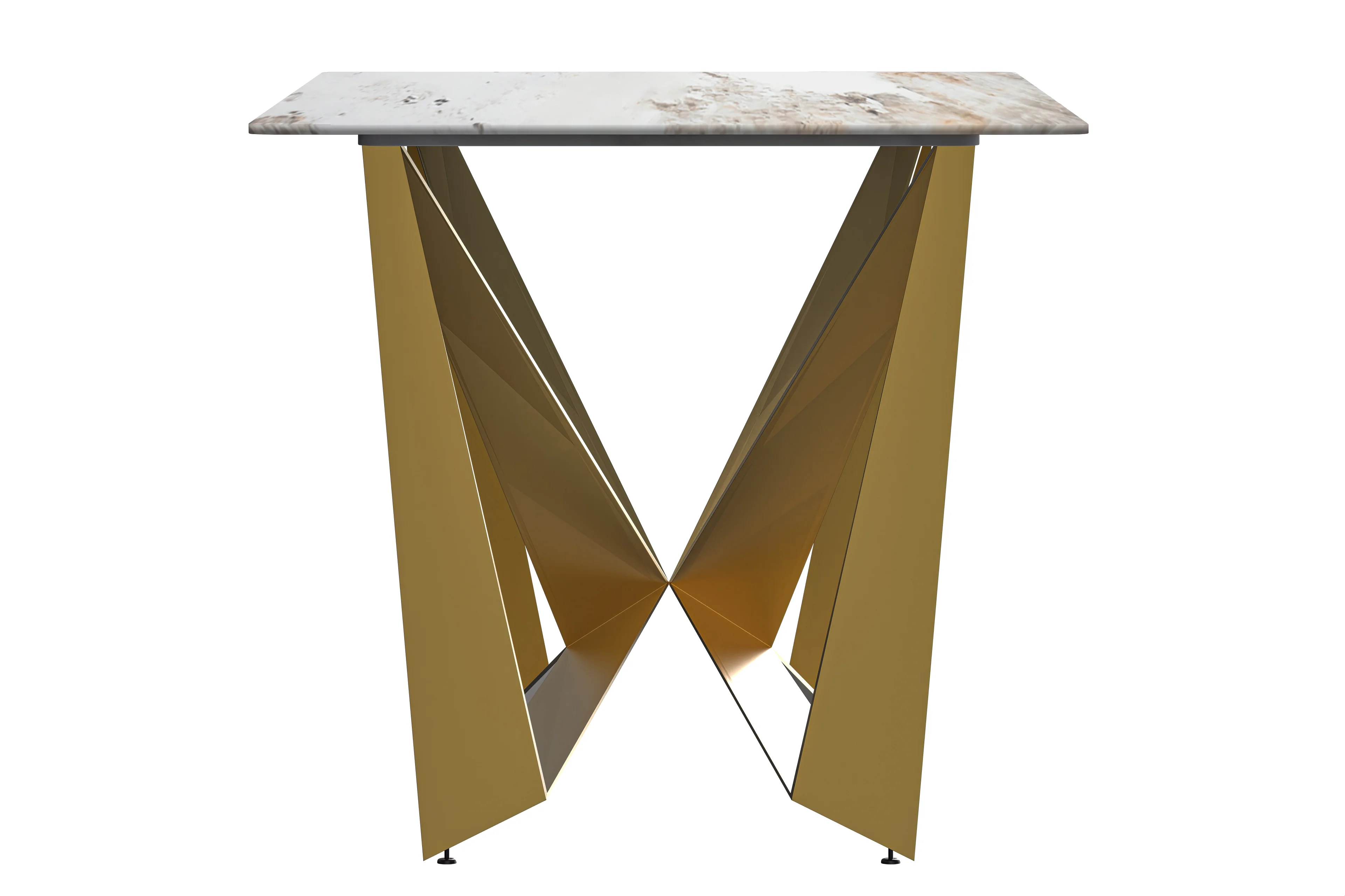 Nuvor Series Modern Dining Table Gold Base, With 62 White Grey Sintered Stone Top