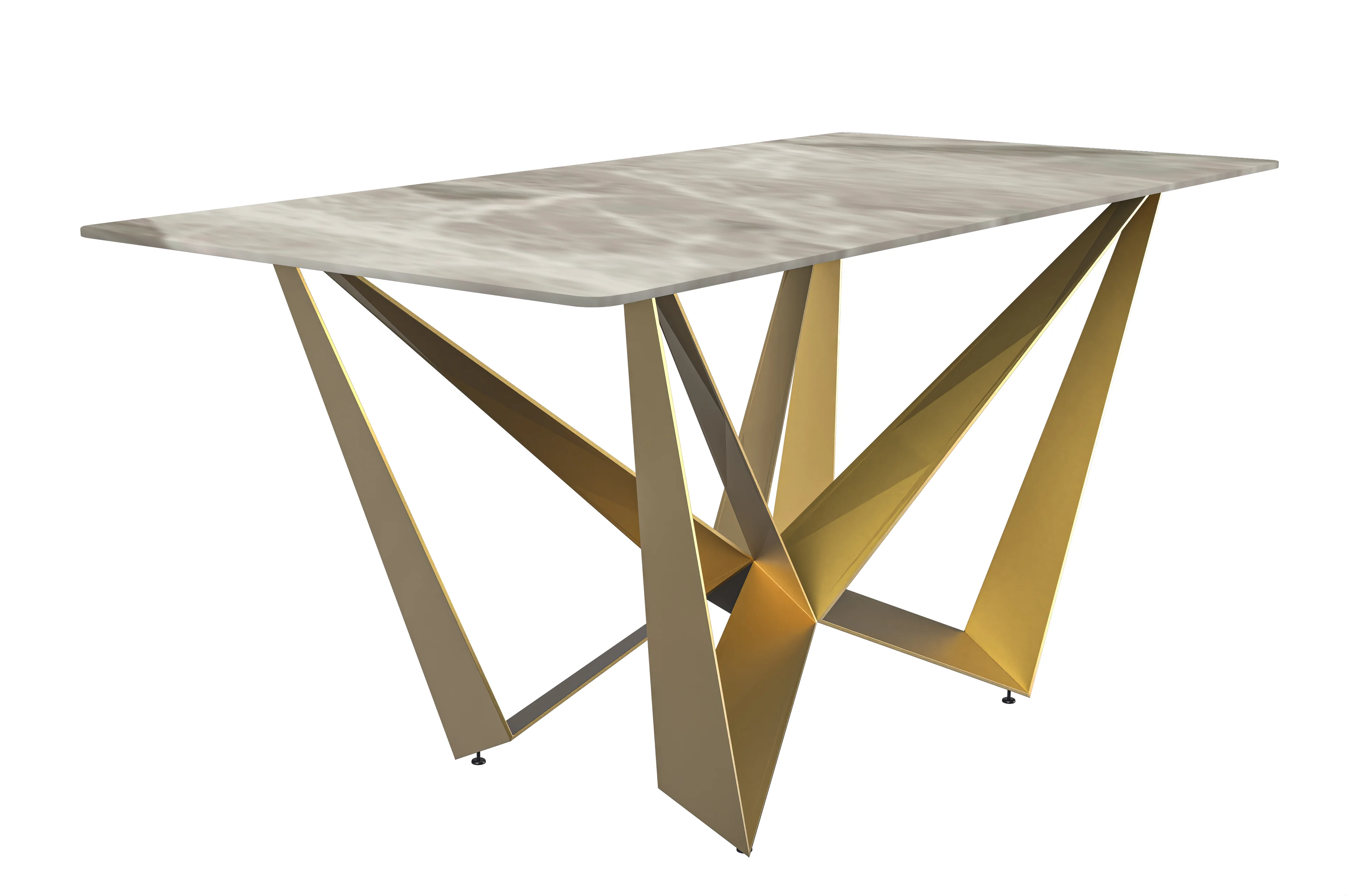 Nuvor Series Modern Dining Table Gold Base, With 62 Deep Grey Sintered Stone Top