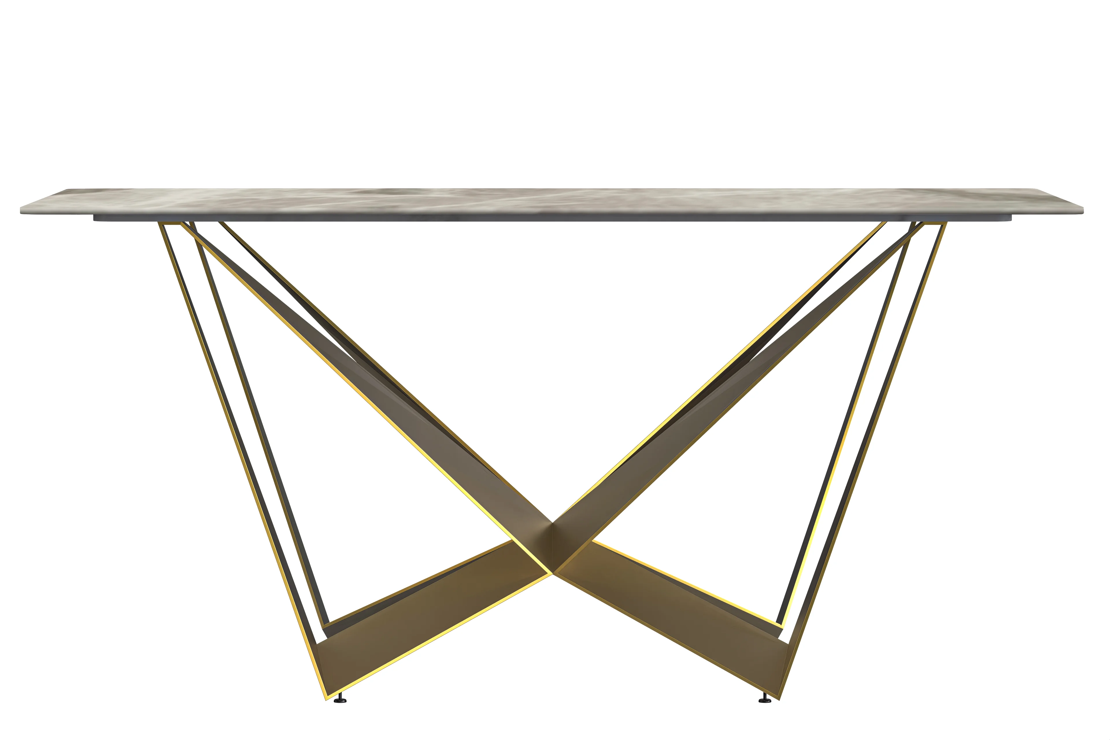 Nuvor Series Modern Dining Table Gold Base, With 62 Deep Grey Sintered Stone Top