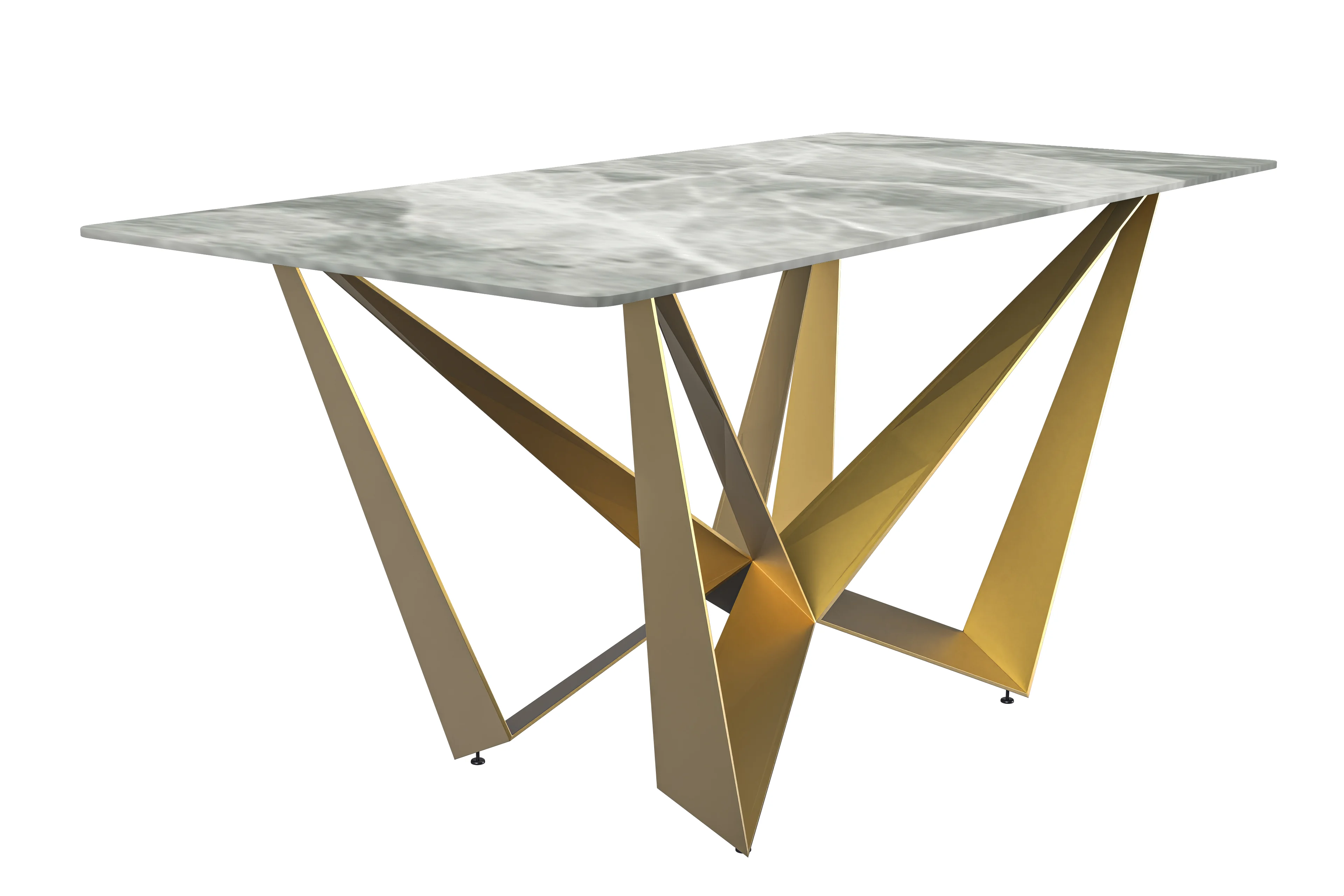 Nuvor Series Modern Dining Table Gold Base, With 62 Light Grey Sintered Stone Top