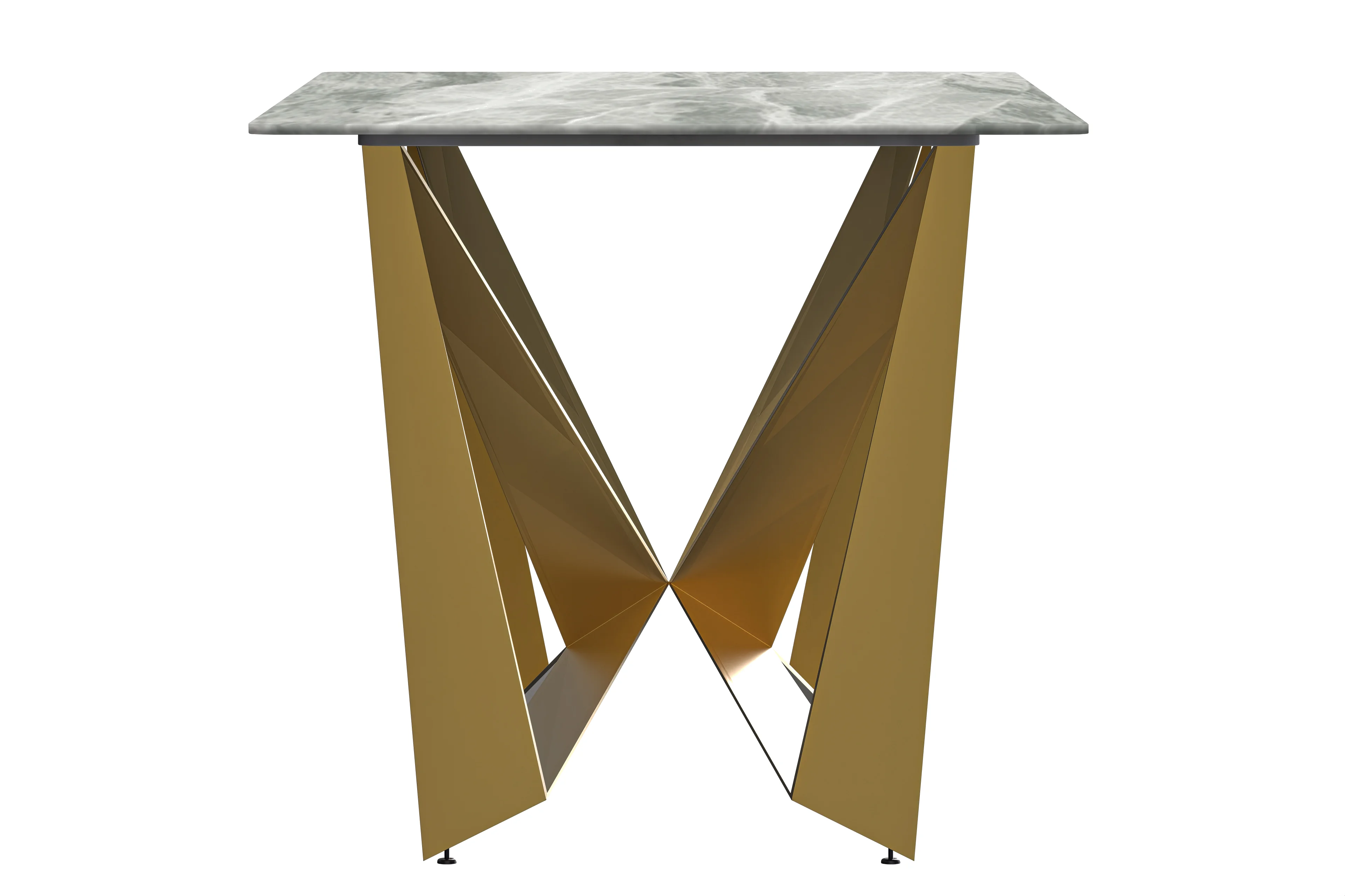 Nuvor Series Modern Dining Table Gold Base, With 62 Light Grey Sintered Stone Top