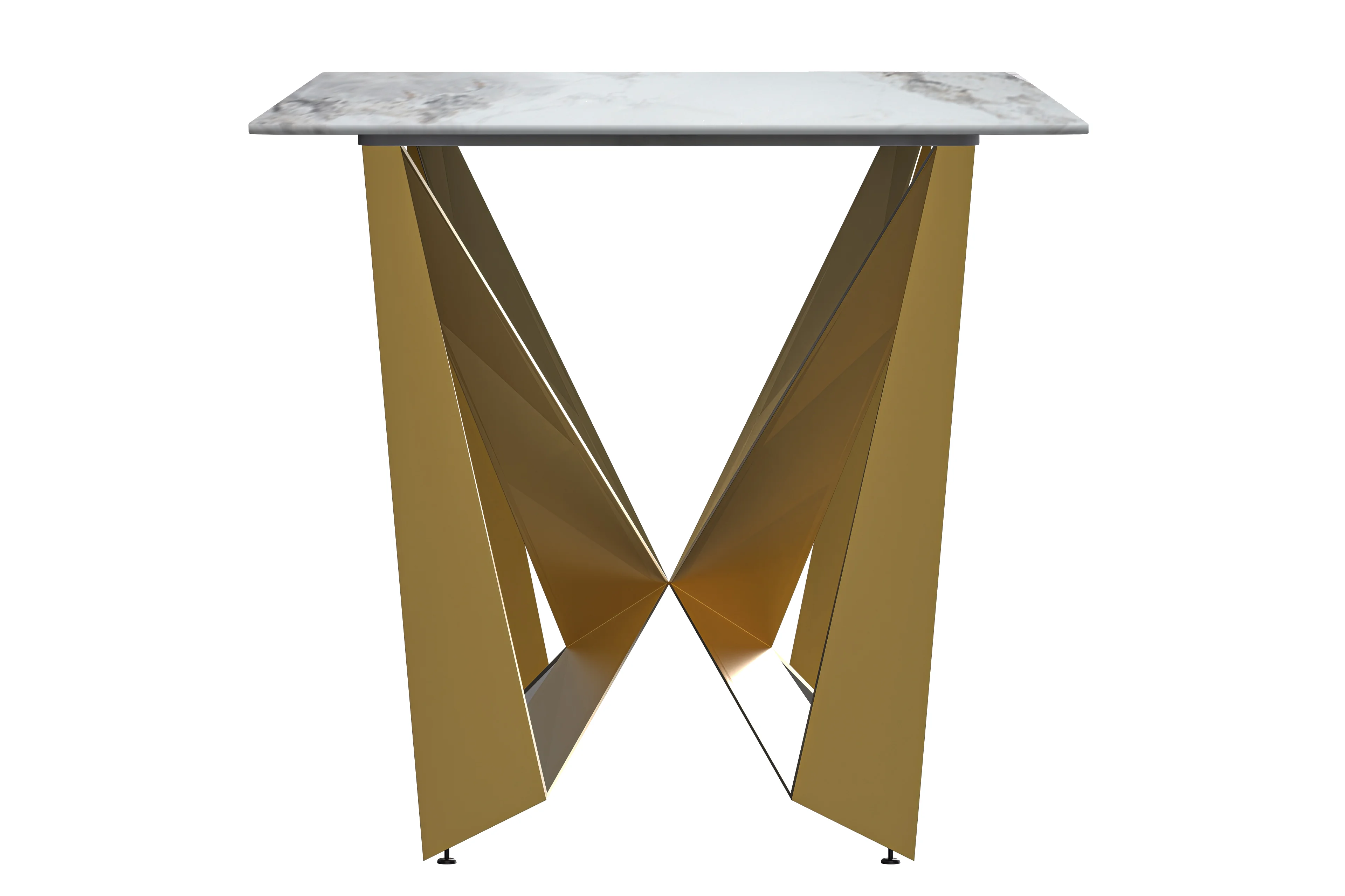 Nuvor Series Modern Dining Table Gold Base, With 62 Medium Grey Sintered Stone Top