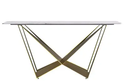 Nuvor Series Modern Dining Table Gold Base, With 62 White Sintered Stone Top