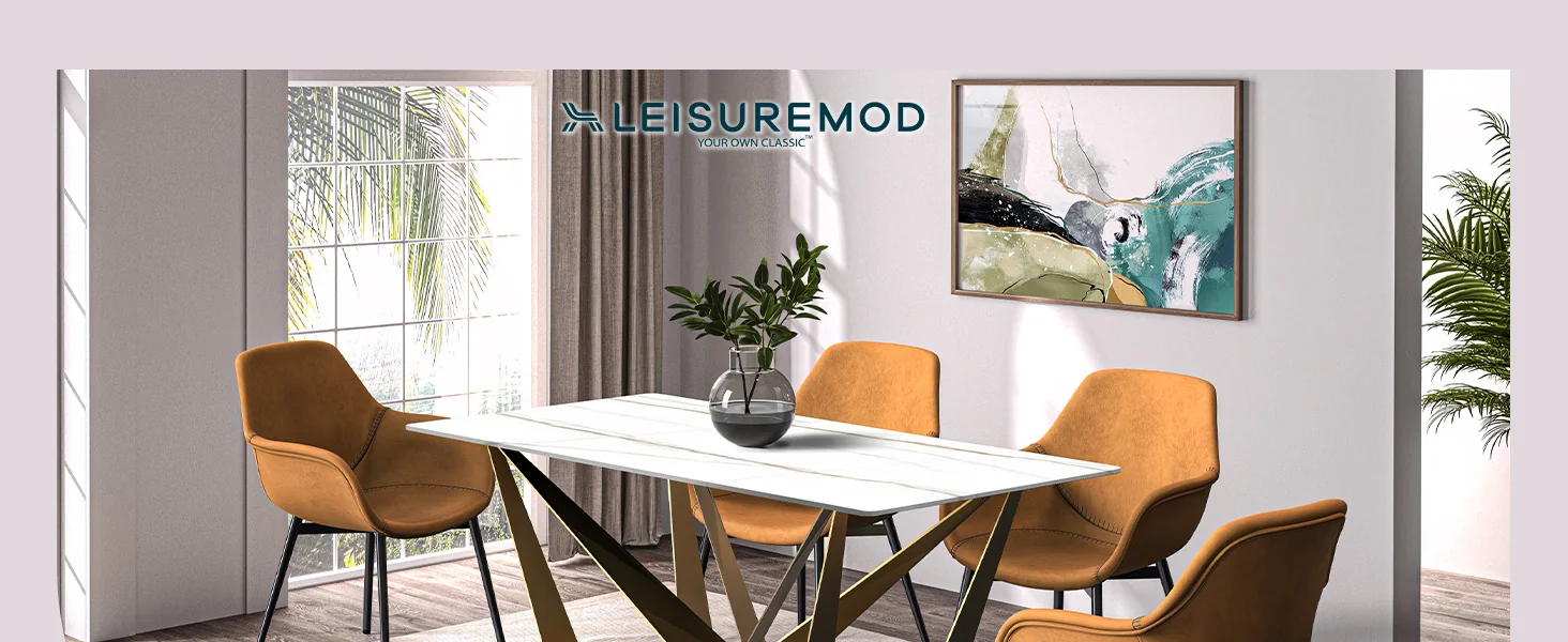 Nuvor Series Modern Dining Table Gold Base, With 62 White/Gold Sintered Stone Top