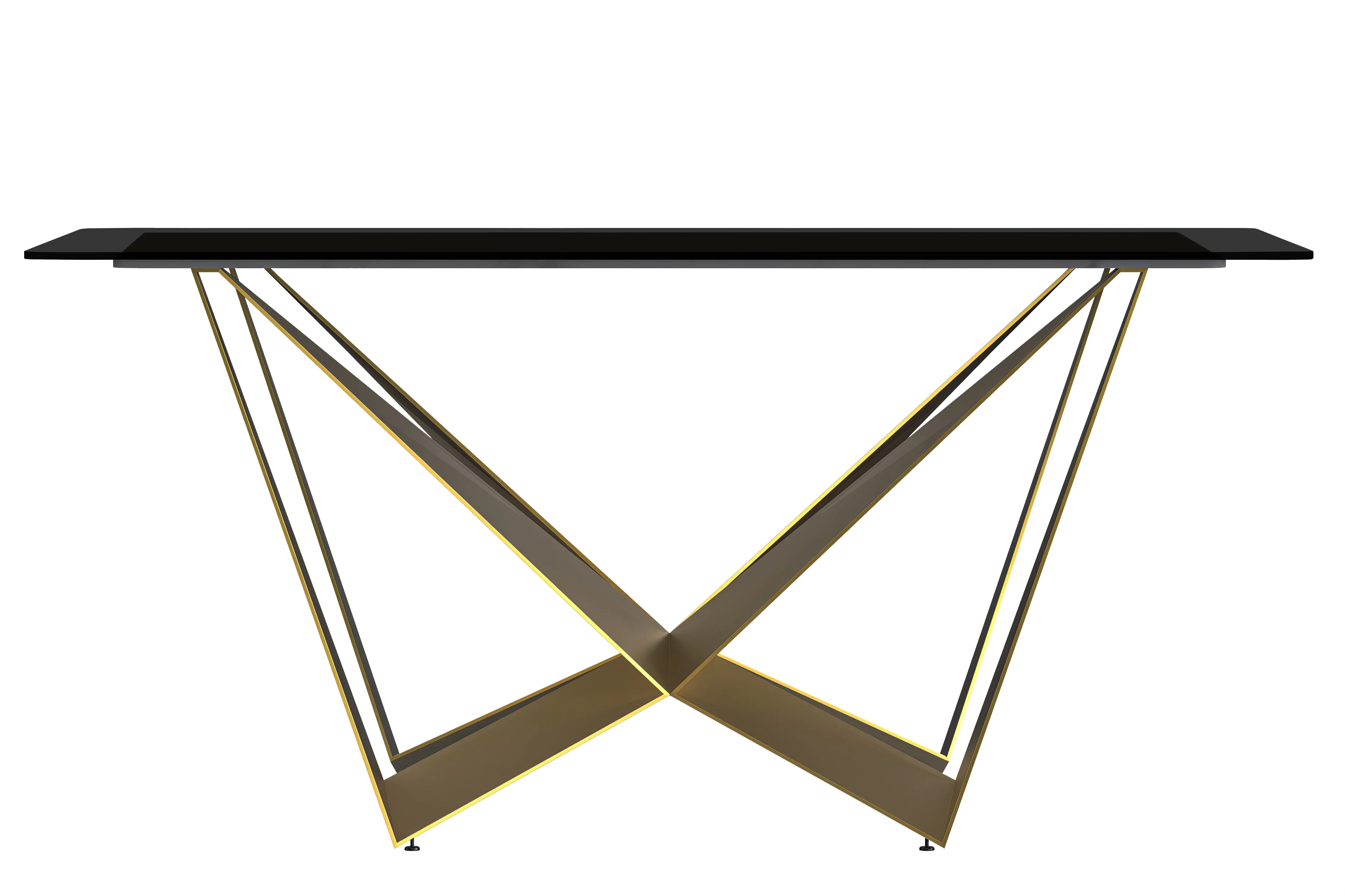 Nuvor Series Modern Dining Table Gold Base, With 71 Black Glass Top
