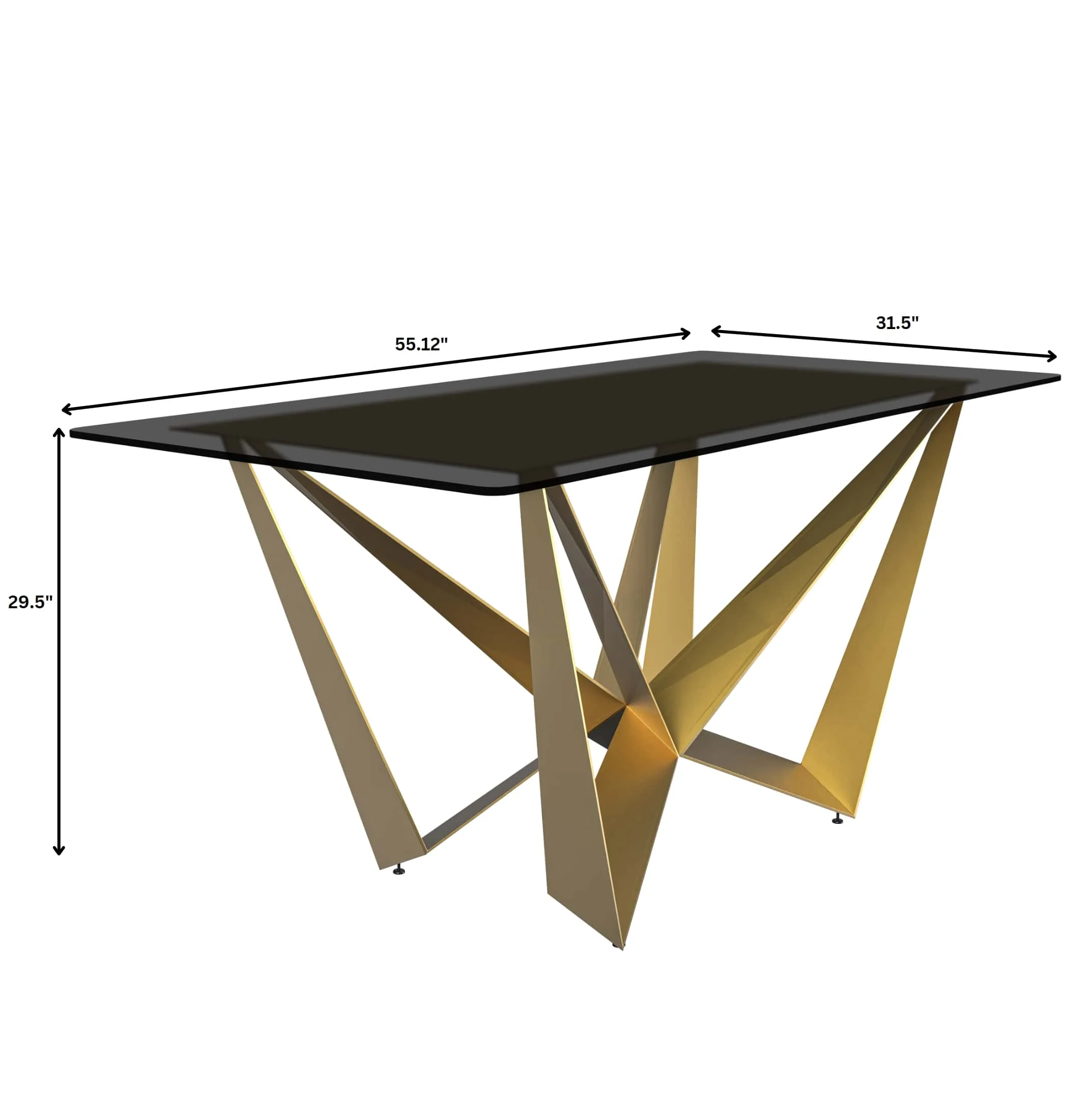 Nuvor Series Modern Dining Table Gold Base, With 71 Black/Gold Sintered Stone Top