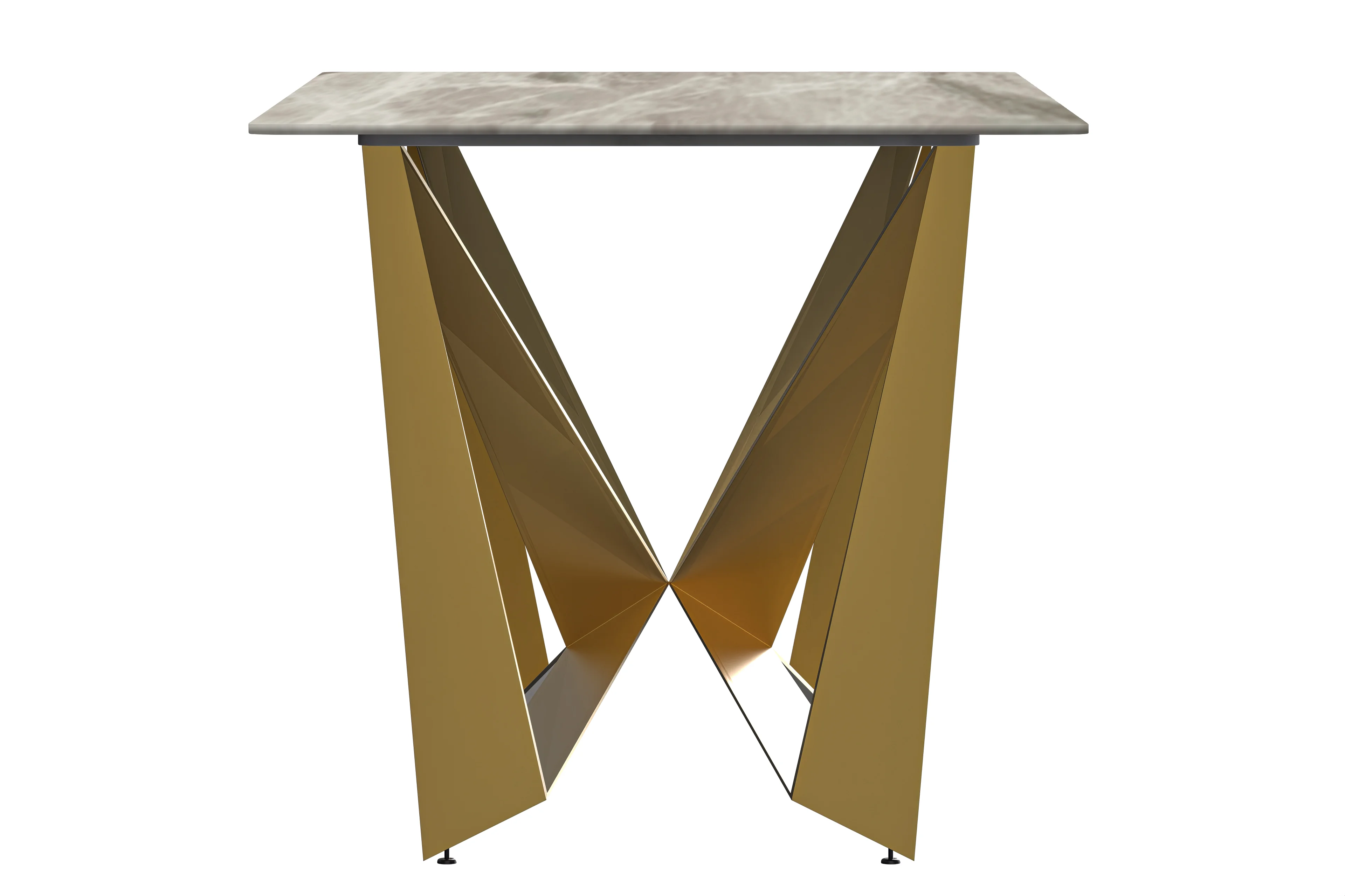 Nuvor Series Modern Dining Table Gold Base, With 71 Deep Grey Sintered Stone Top