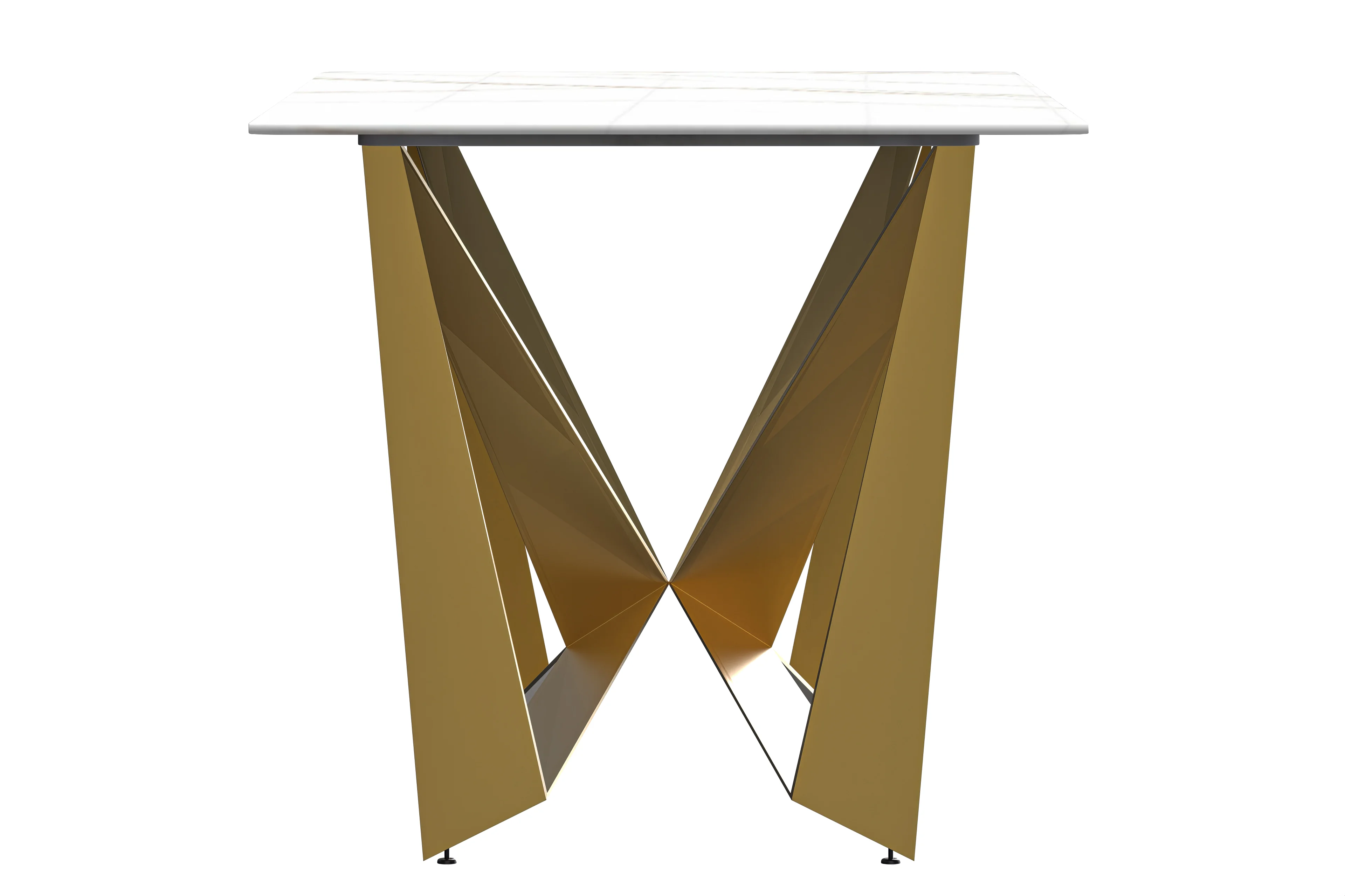 Nuvor Series Modern Dining Table Gold Base, With 71 White/Gold Sintered Stone Top