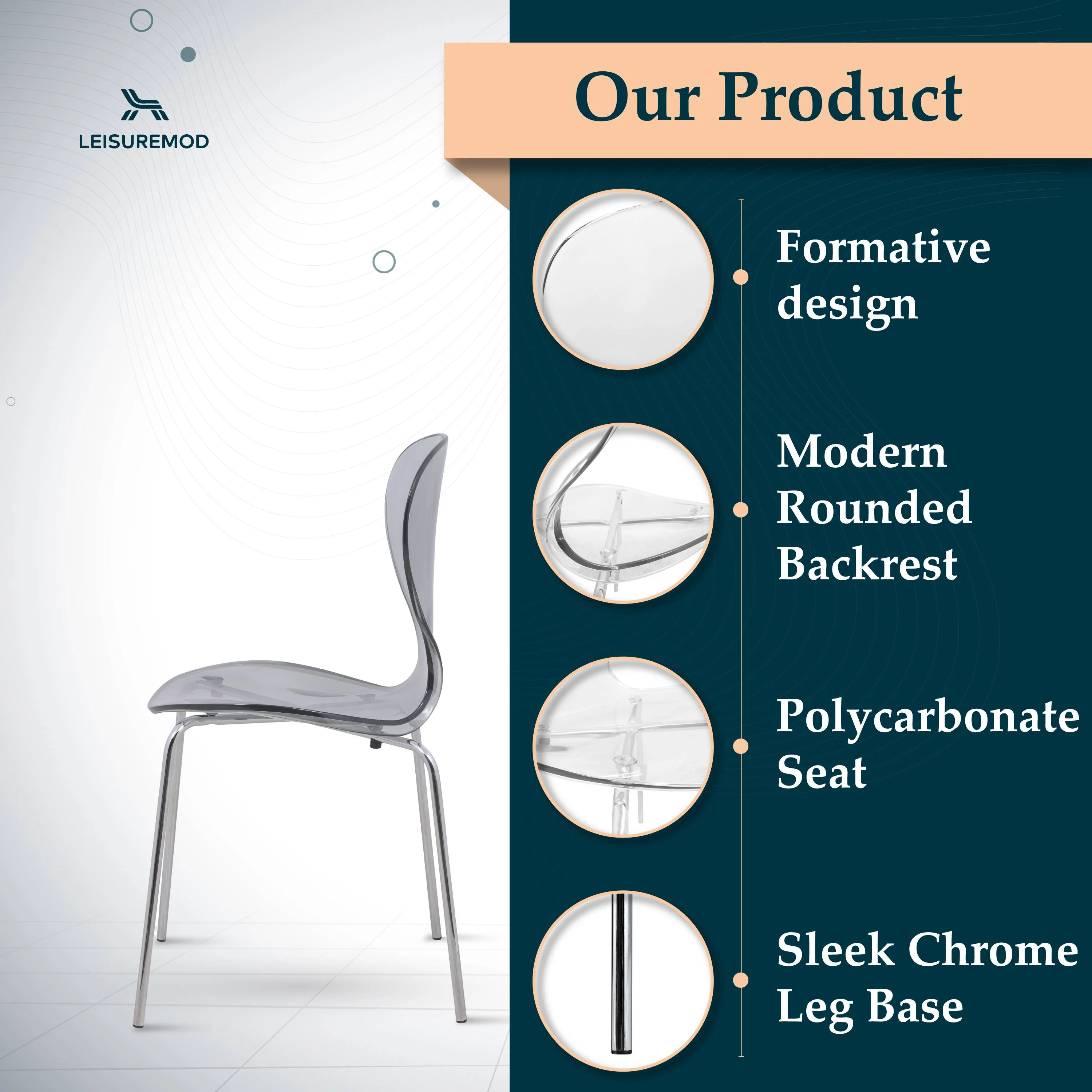 Modern Oyster Transparent Side Chair