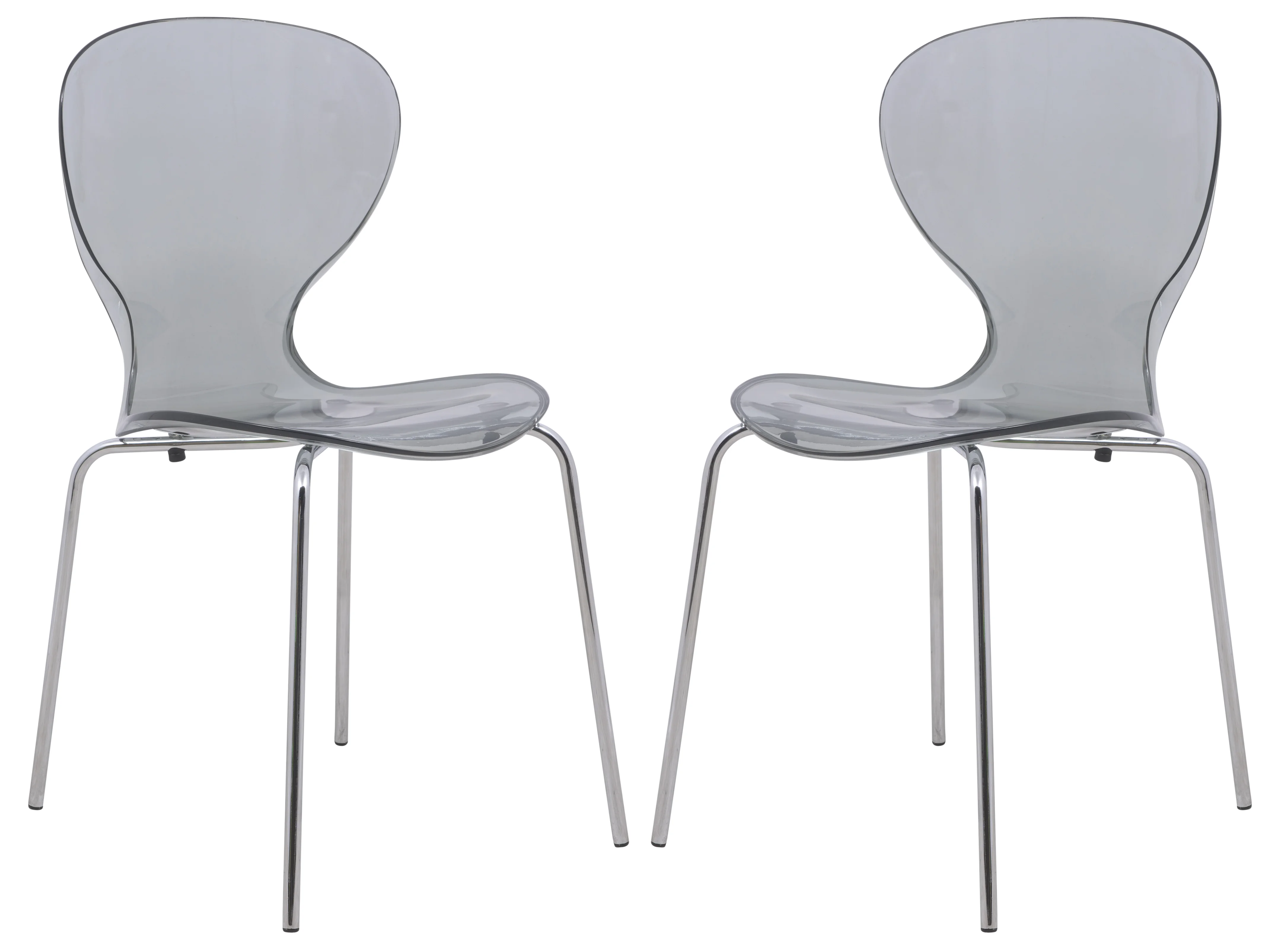 Modern Oyster Transparent Side Chair, Set of 2