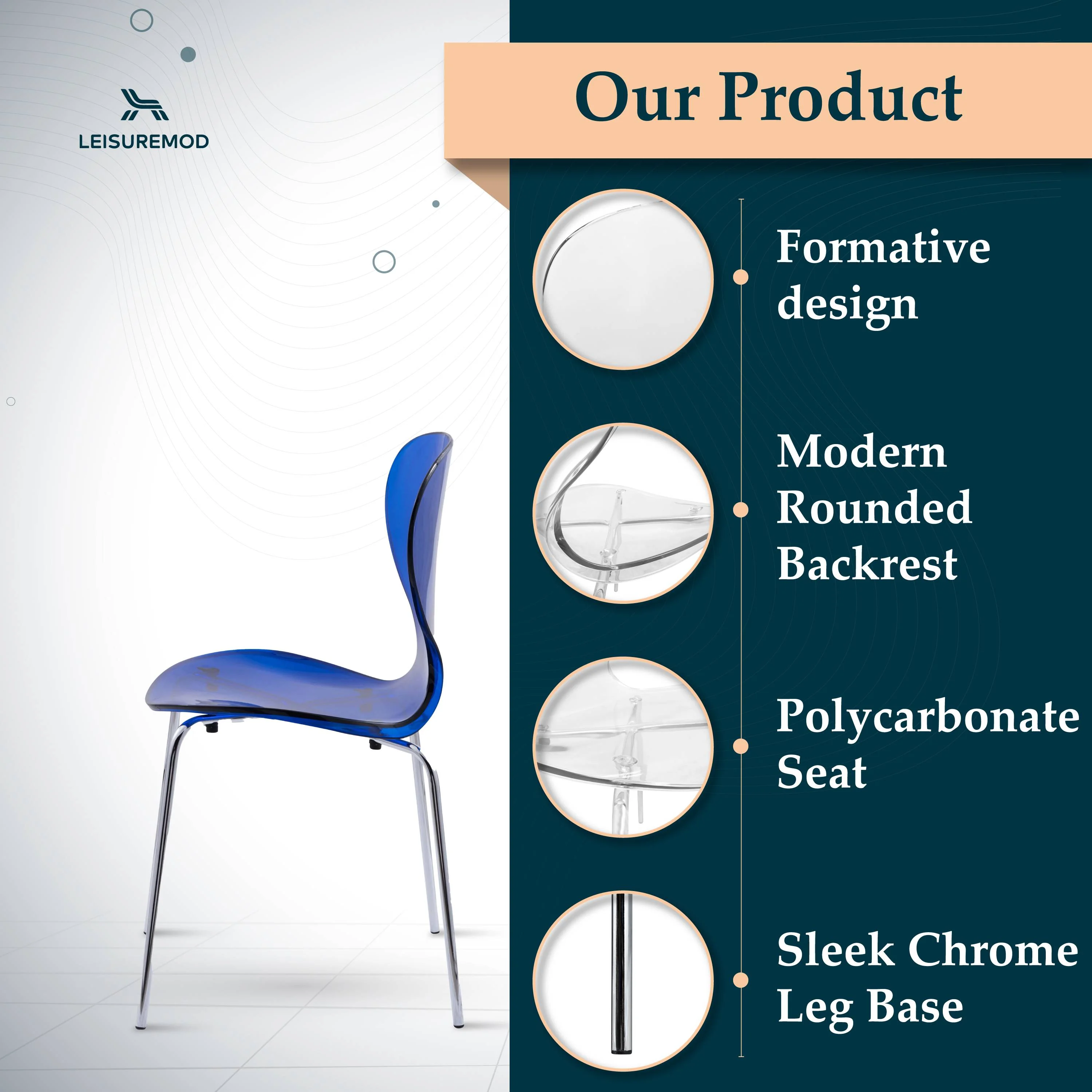 Modern Oyster Transparent Side Chair