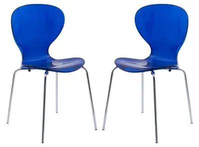 Modern Oyster Transparent Side Chair, Set of 2
