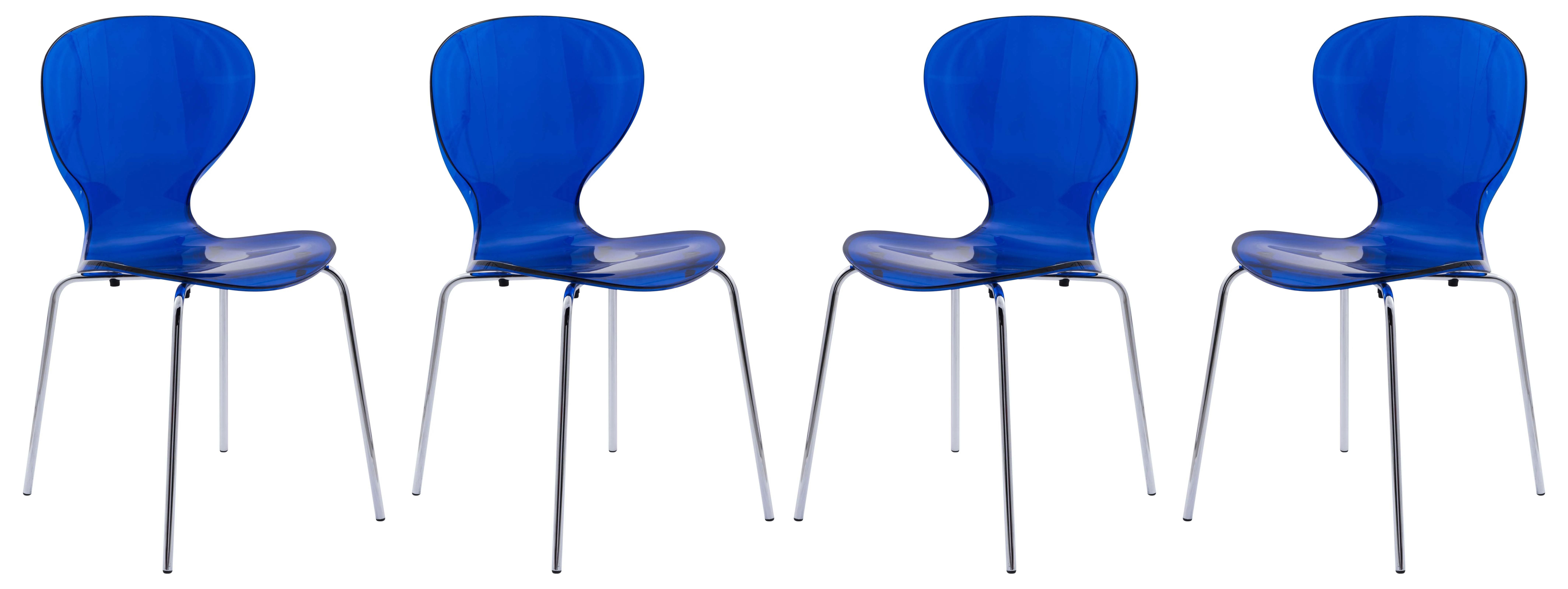 Modern Oyster Transparent Side Chair, Set of 4