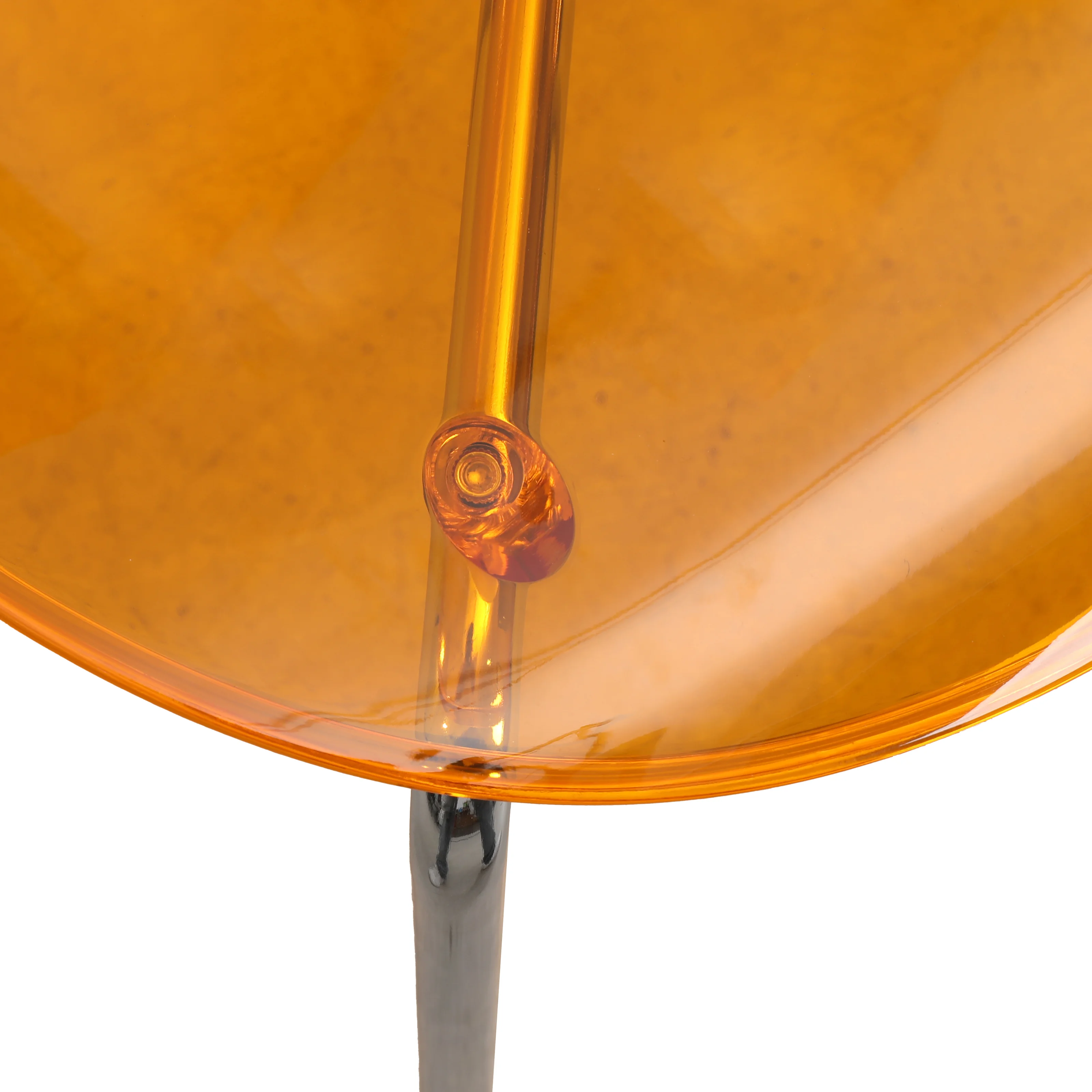 Modern Oyster Side Chair in Transparent Orange with Chromed Base Set of 2