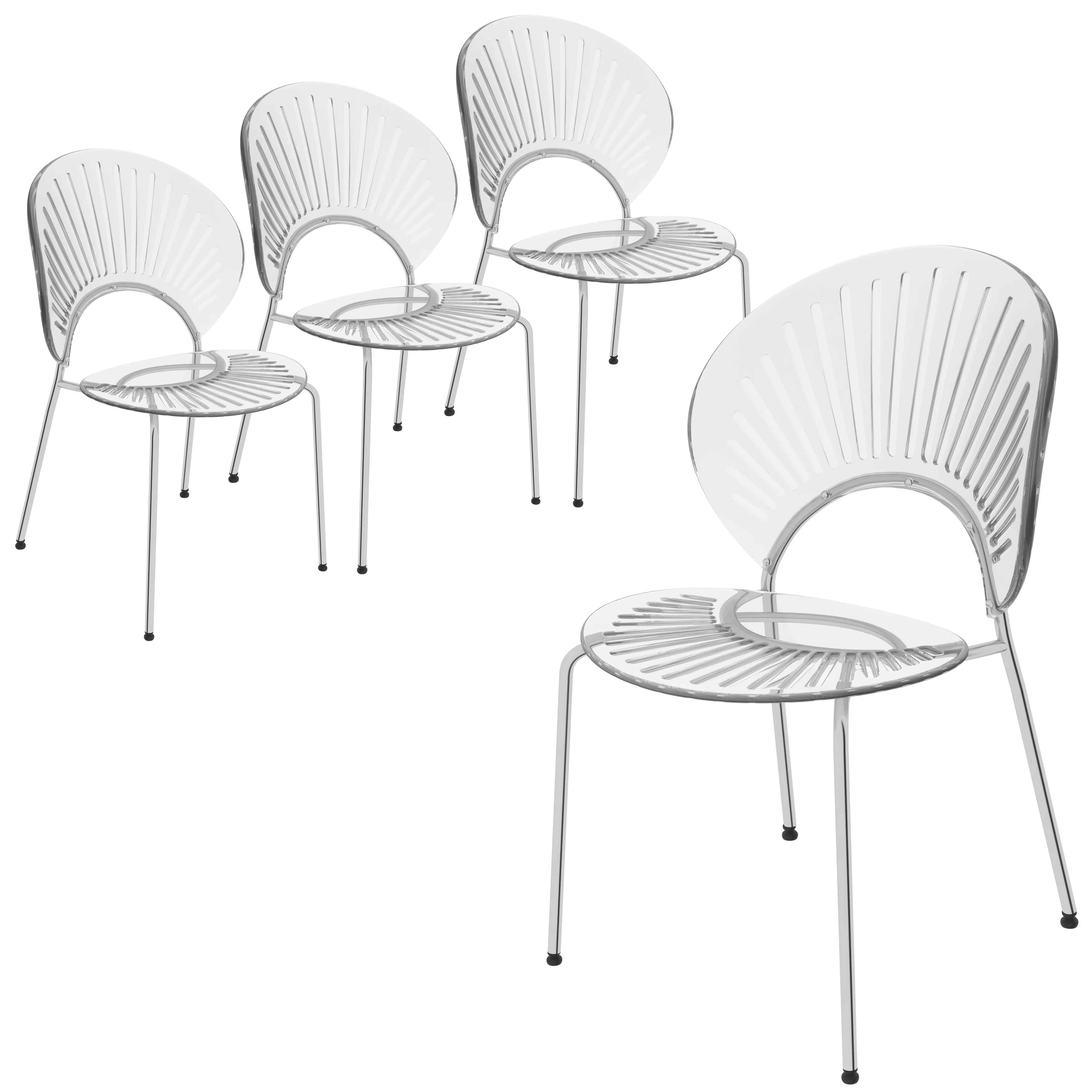 Opulent Series Modern Clear Dining Chair Set of 4