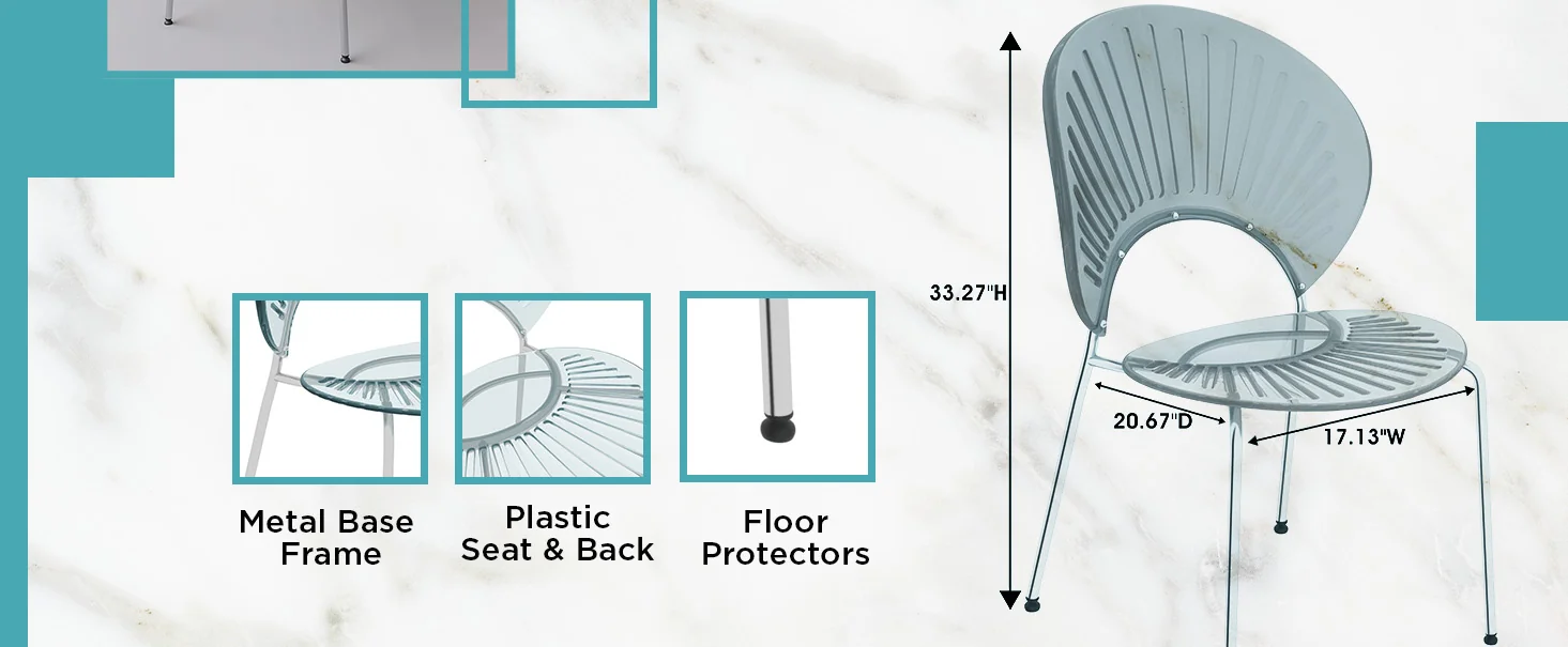 Opulent Series Modern Smoke Dining Chair Set of 4