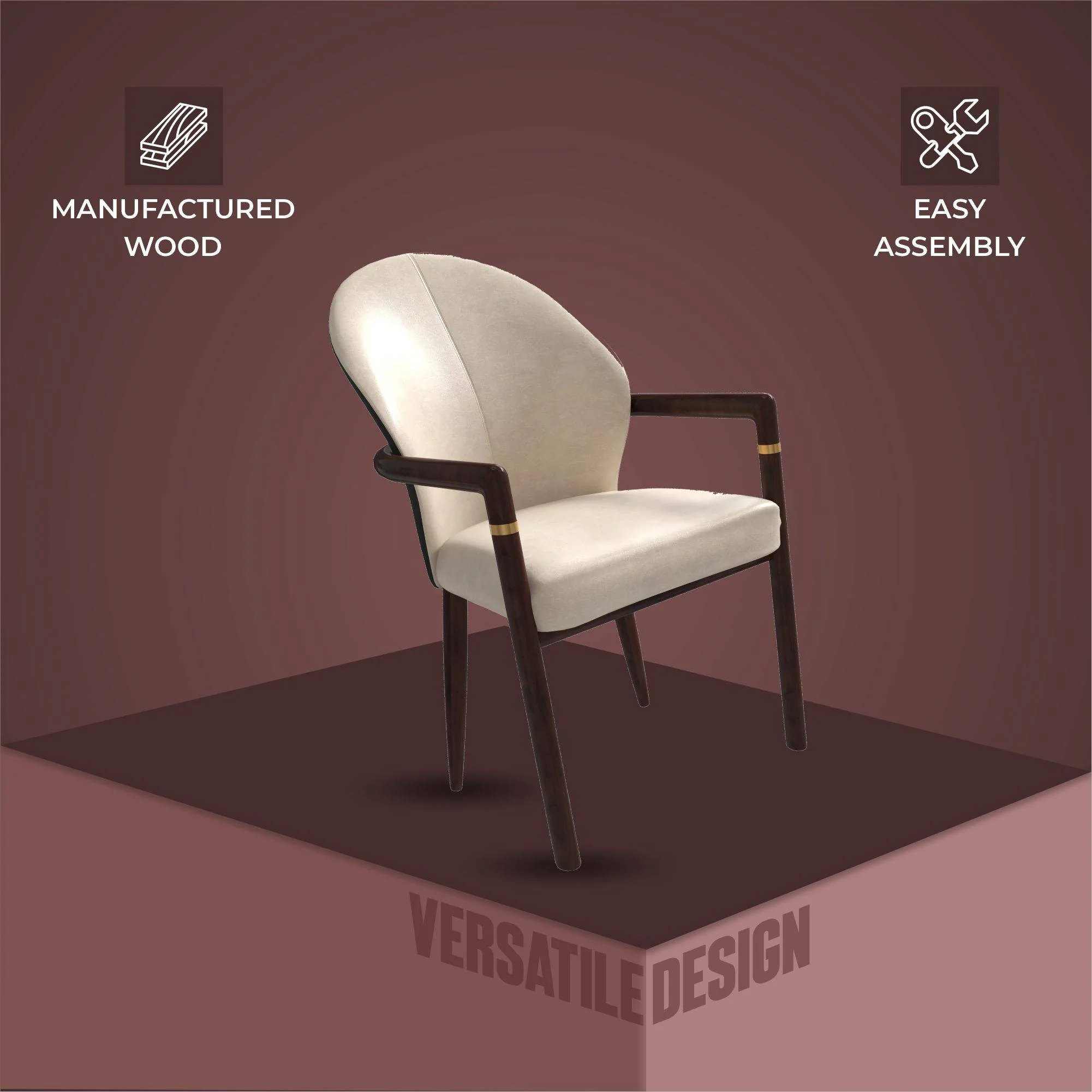 Opaline Series Elegant Wooden Dining Chair in Black Velvet and Toupe