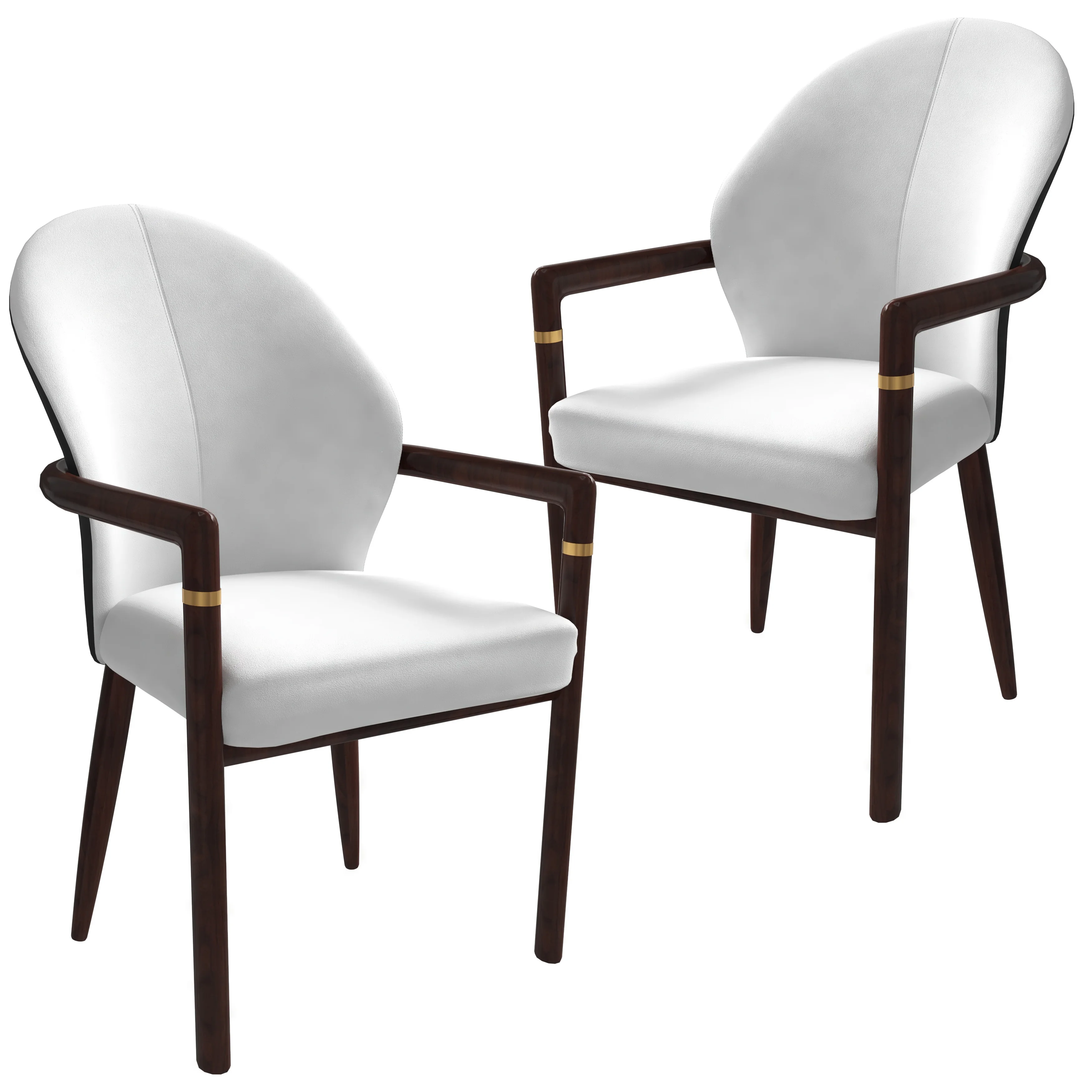 Opaline Series Elegant Wooden Dining Chair in Black Velvet and White