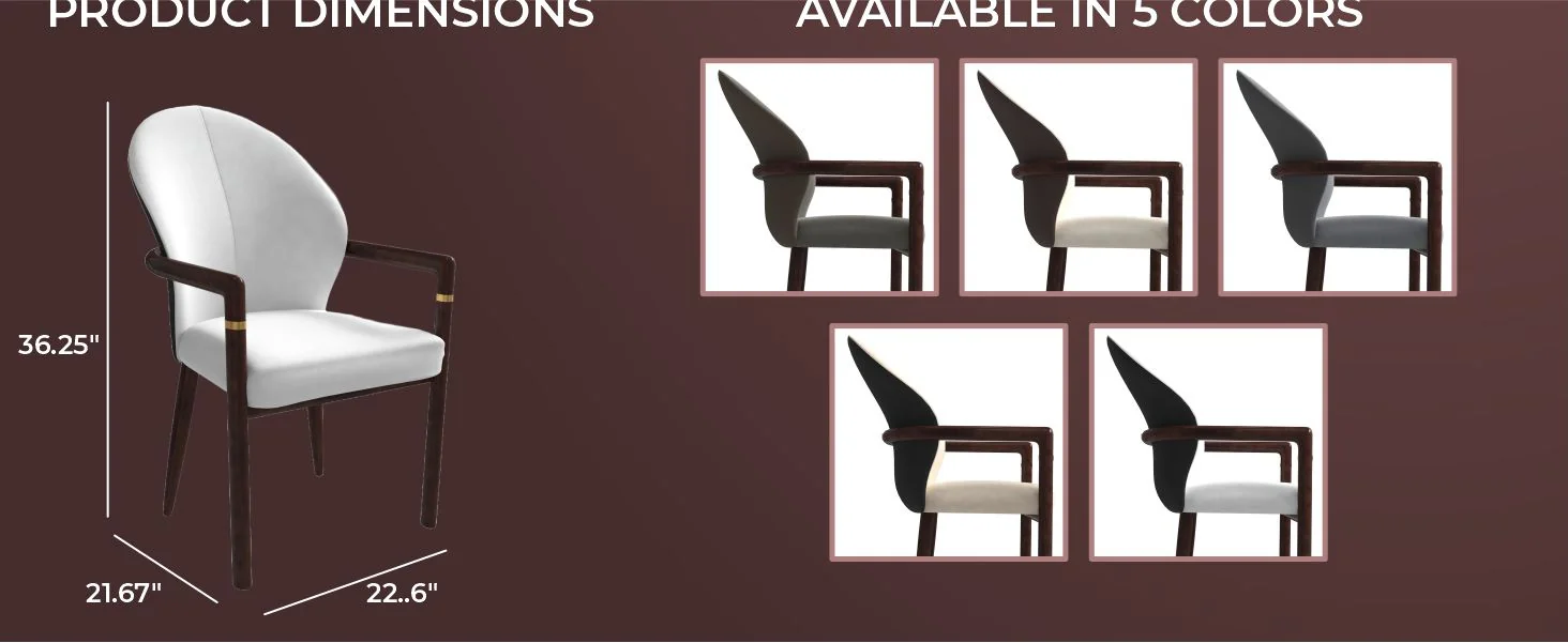Opaline Series Elegant Wooden Dining Chair in Black Velvet and White