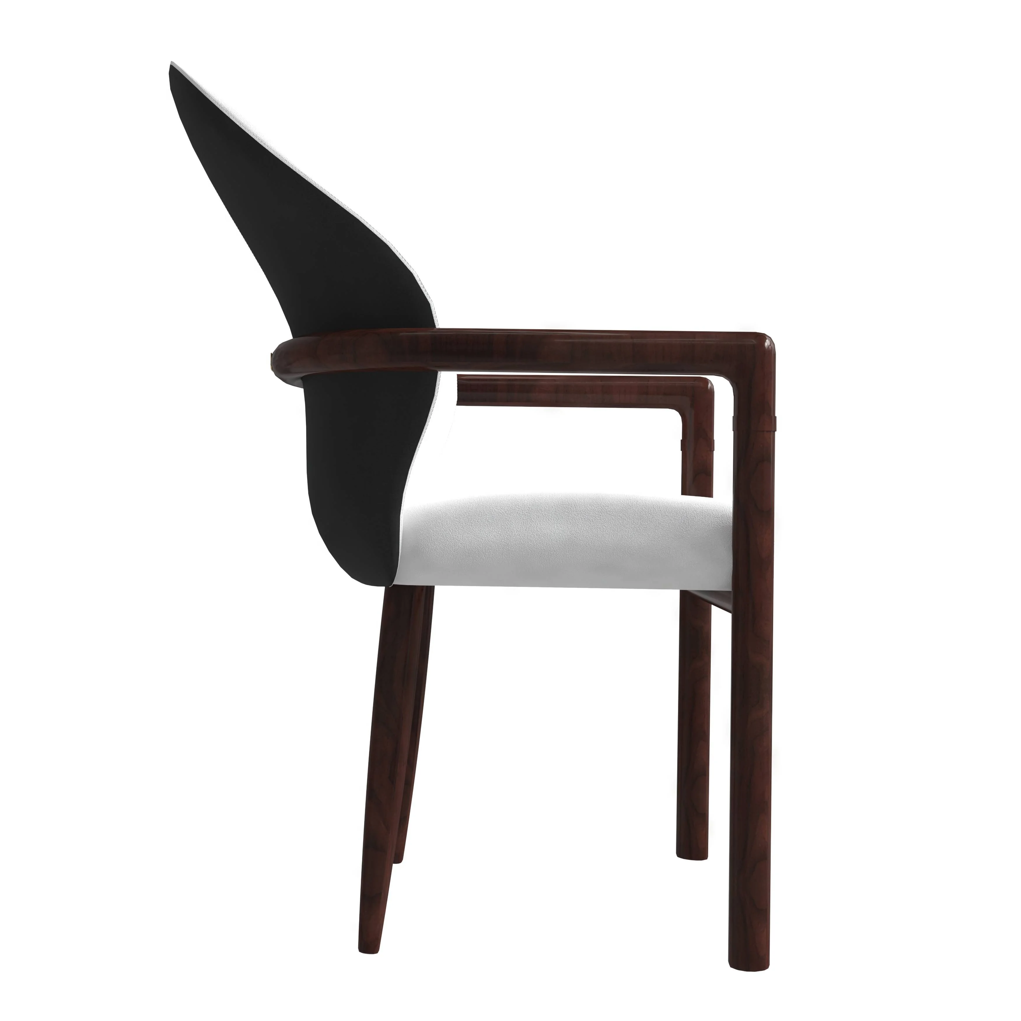 Opaline Series Elegant Wooden Dining Chair in Black Velvet and White - Set of 2