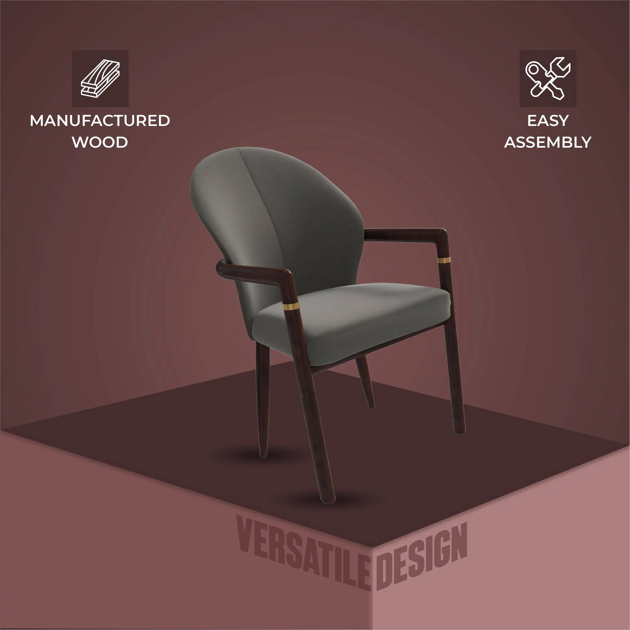 Opaline Series Elegant Wooden Dining Chair in Two-Tone Kahki