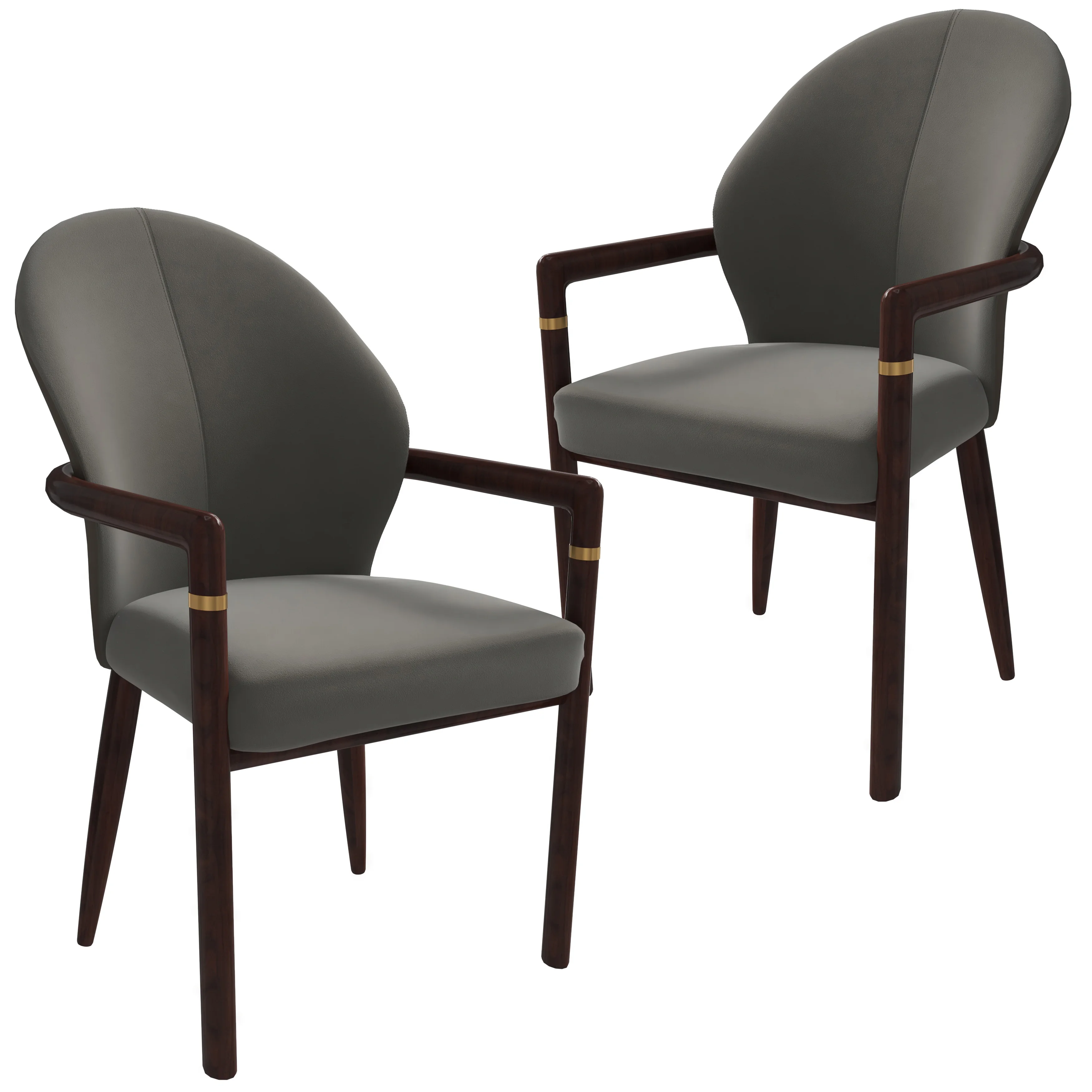 Opaline Series Elegant Wooden Dining Chair in Two-Tone Kahki - Set of 2