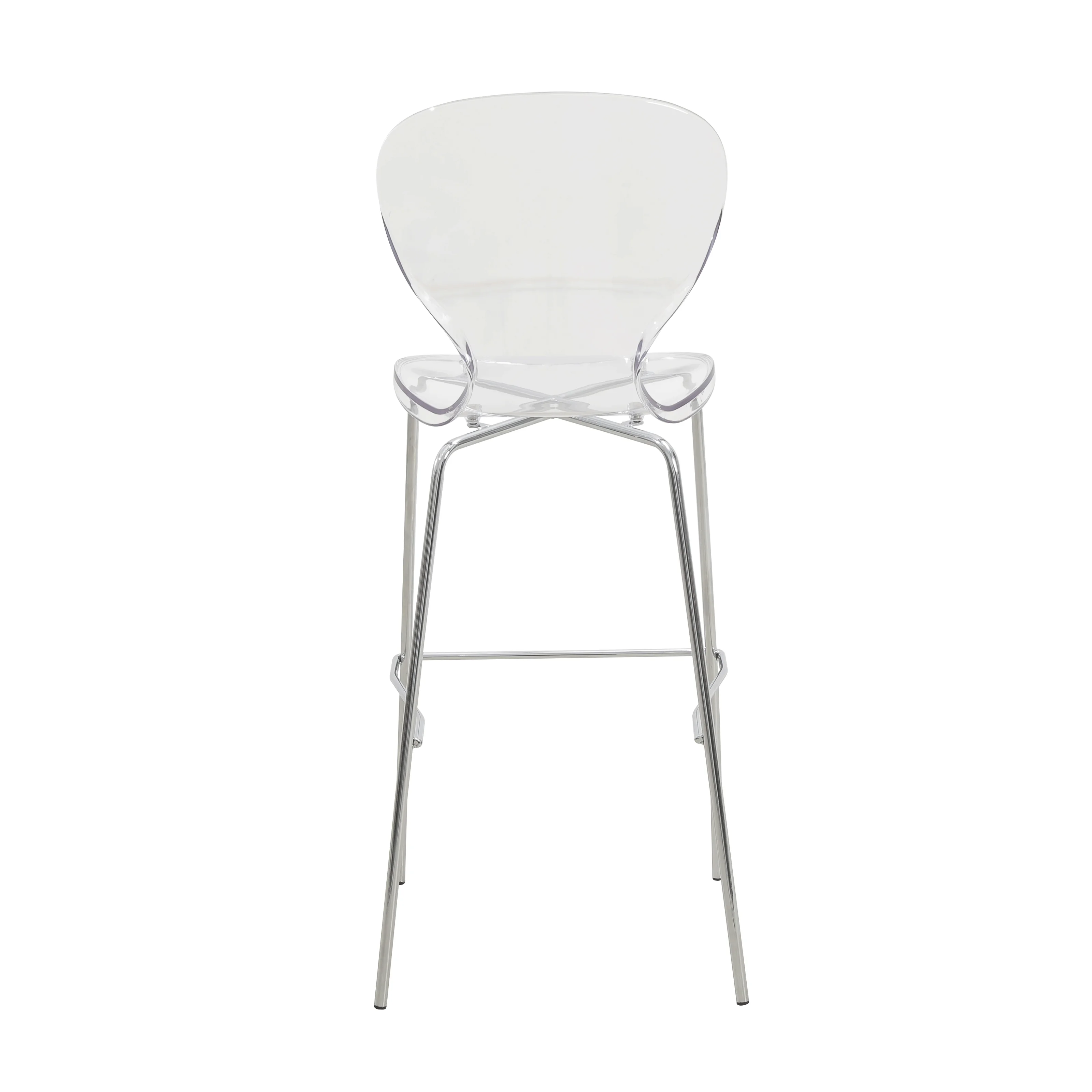 Oyster Acrylic Barstool with Steel Frame in Chrome Finish in Clear