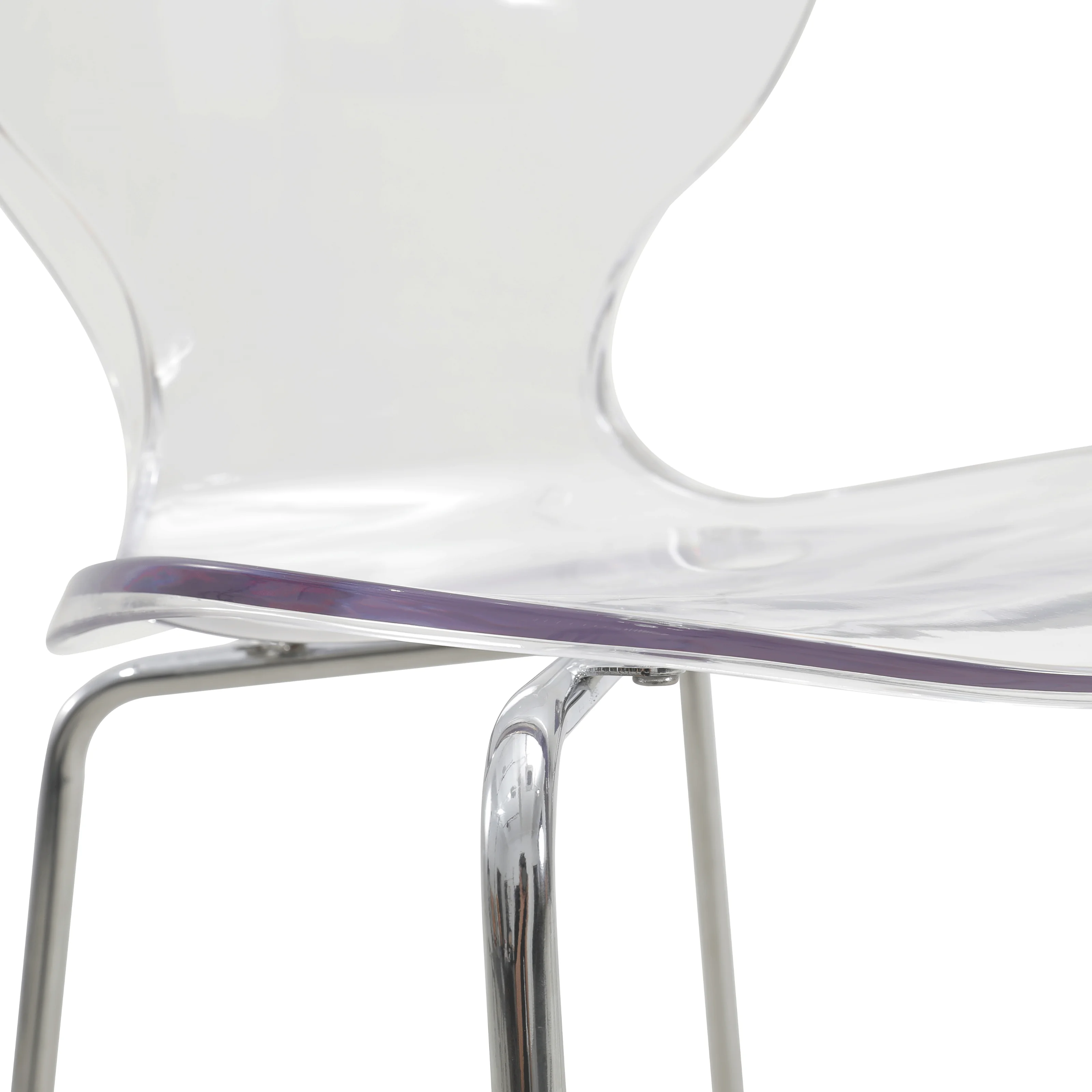 Oyster Acrylic Barstool with Steel Frame in Chrome Finish in Clear