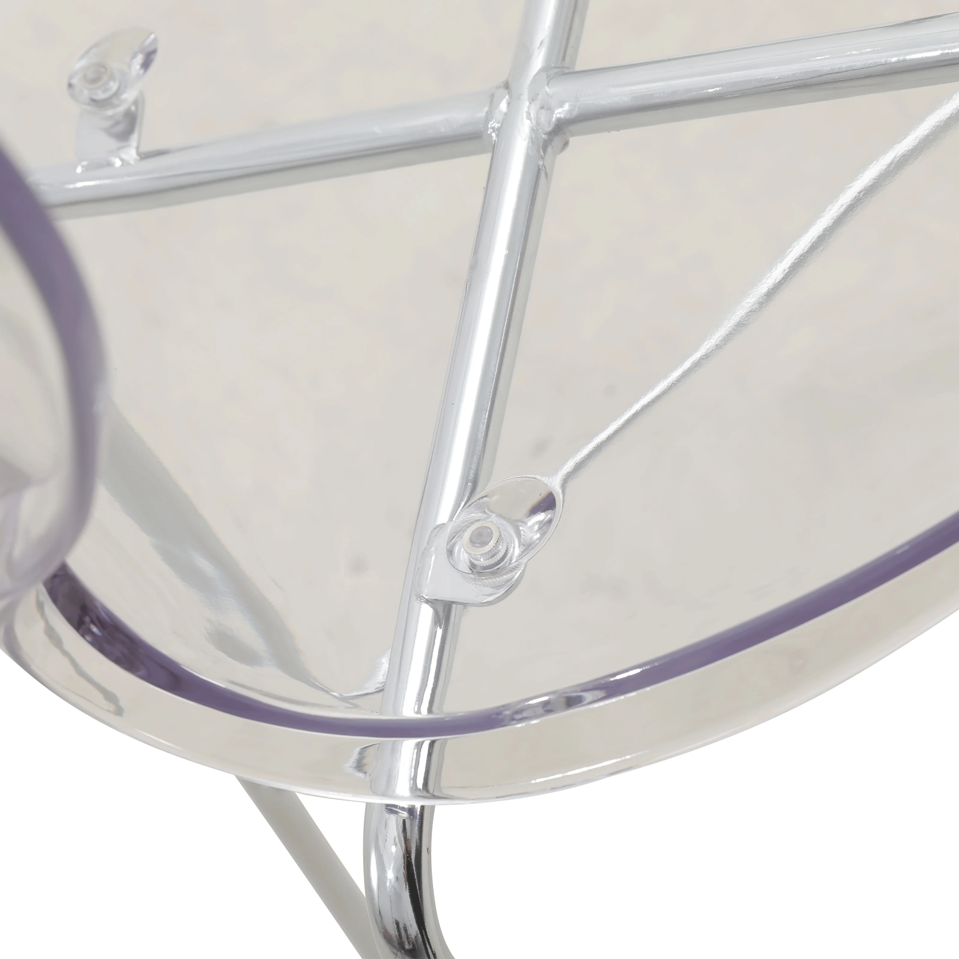 Oyster Acrylic Barstool with Steel Frame in Chrome Finish in Clear