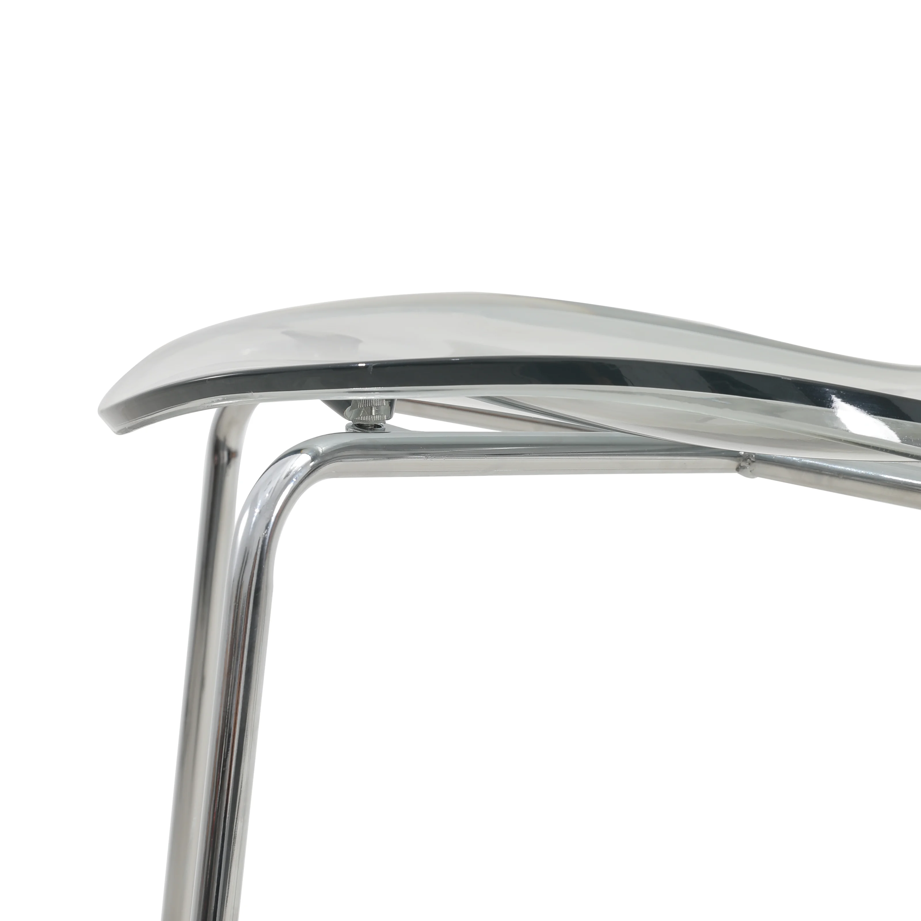 Oyster Acrylic Barstool with Steel Frame in Chrome Finish Set of 2 in Smoke