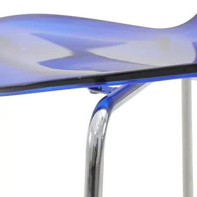 Oyster Acrylic Barstool with Steel Frame in Chrome Finish Set of 2 in Transparent Blue