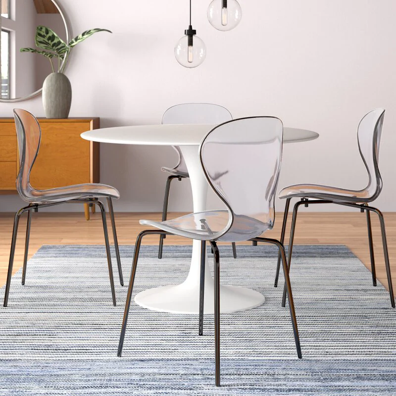 Modern Oyster Transparent Side Chair in Black Base