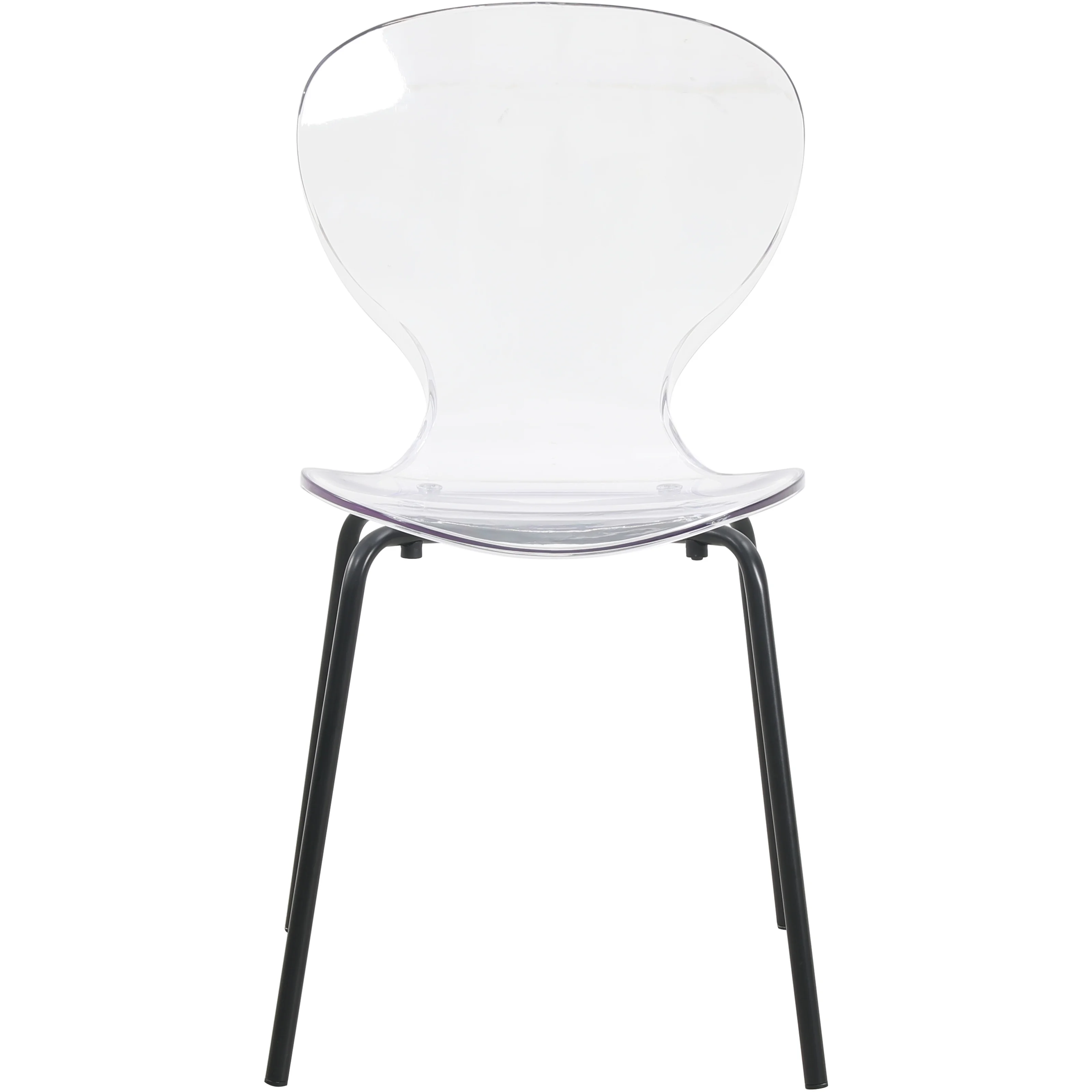 Modern Oyster Transparent Side Chair in Black Base set of 2