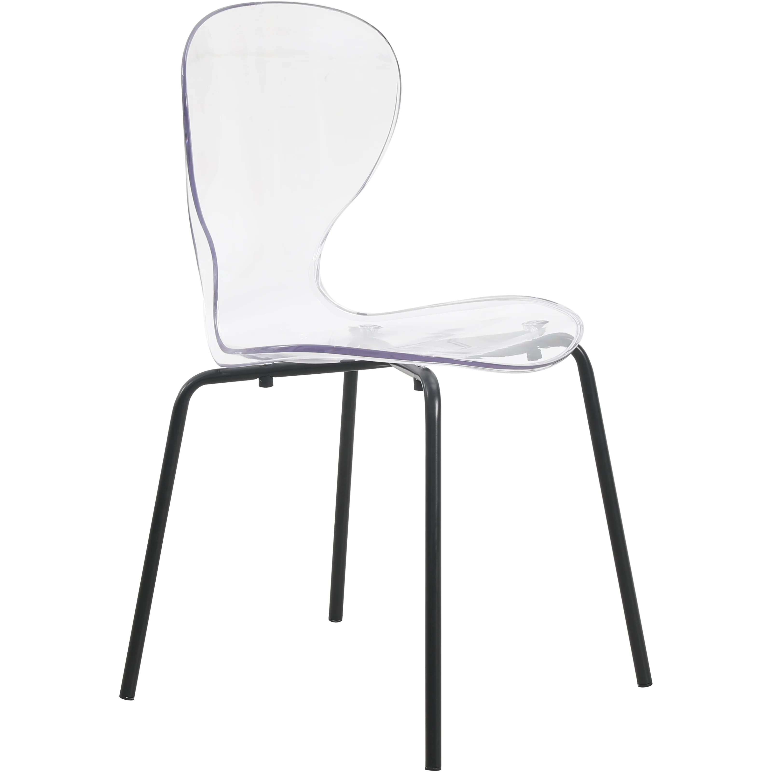 Modern Oyster Transparent Side Chair in Black Base set of 2
