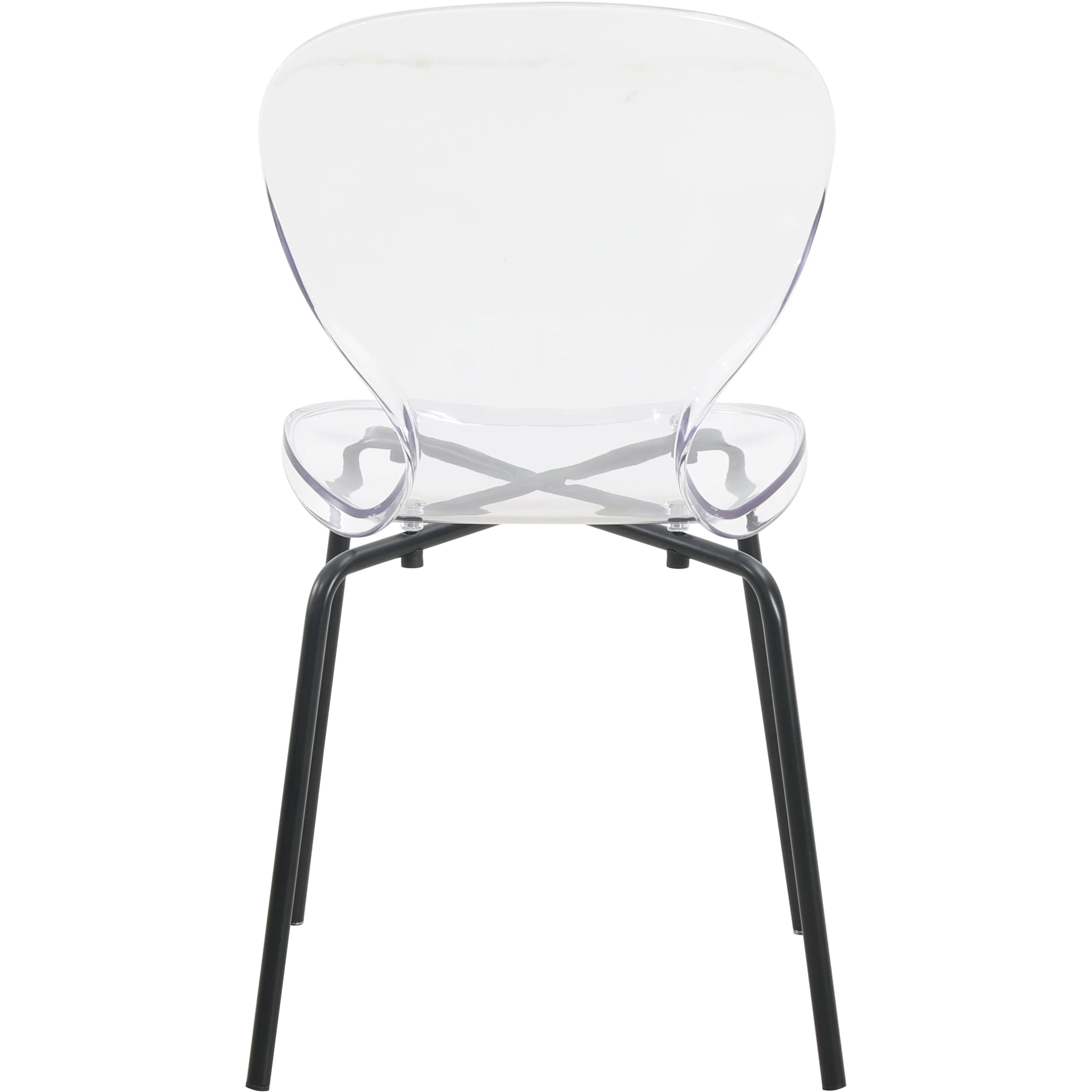 Modern Oyster Transparent Side Chair in Black Base set of 4