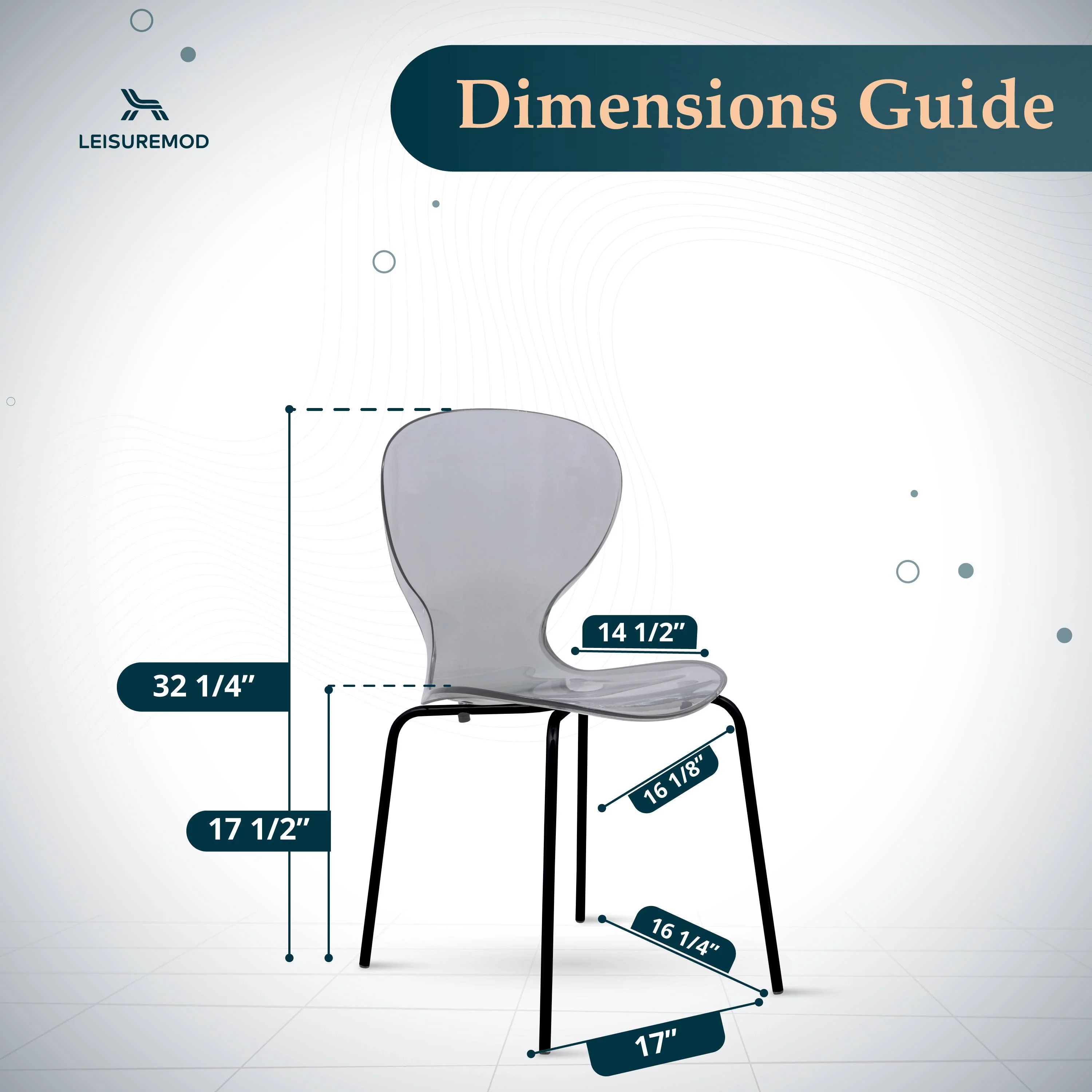 Modern Oyster Transparent Side Chair in Black Base
