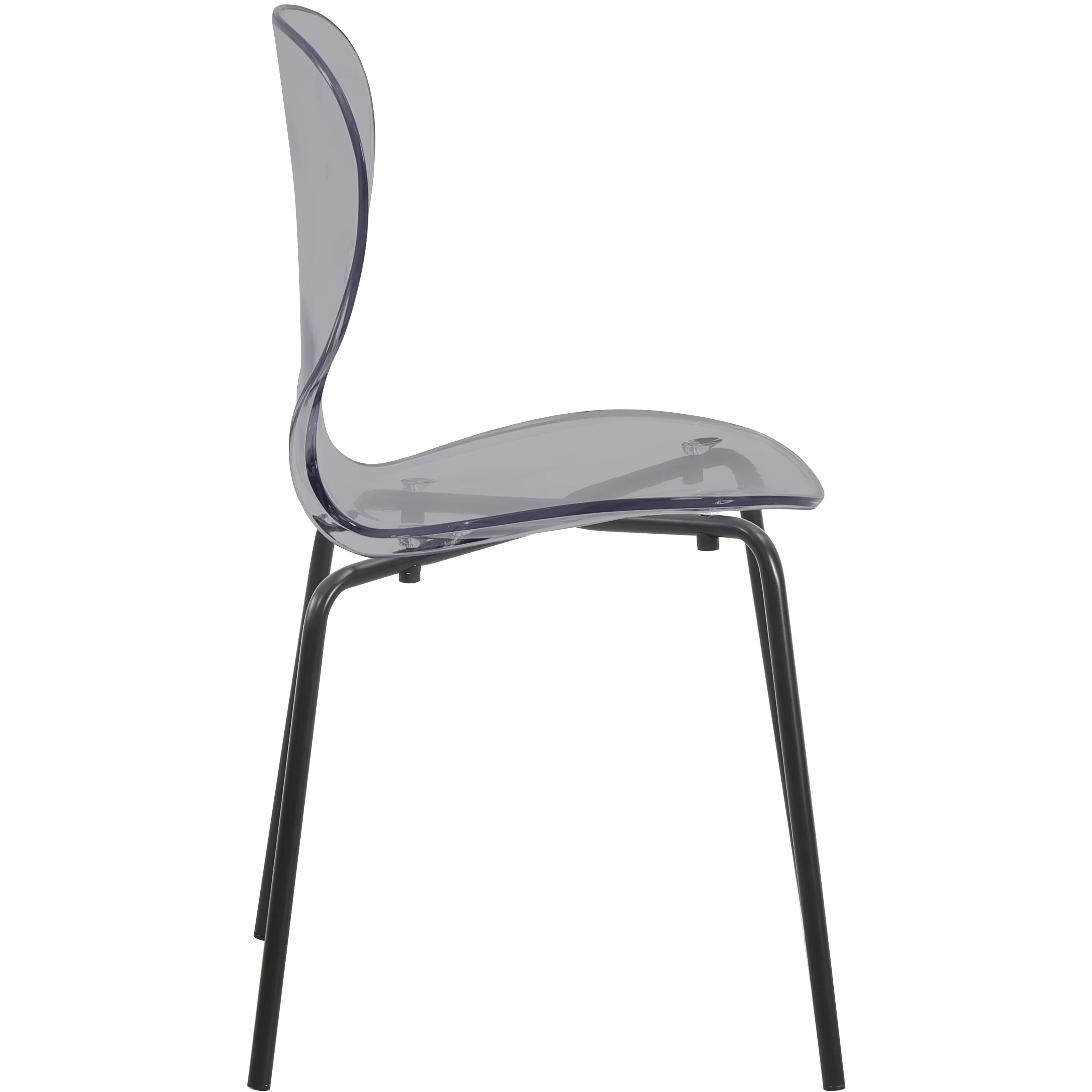 Modern Oyster Transparent Side Chair in Black Base