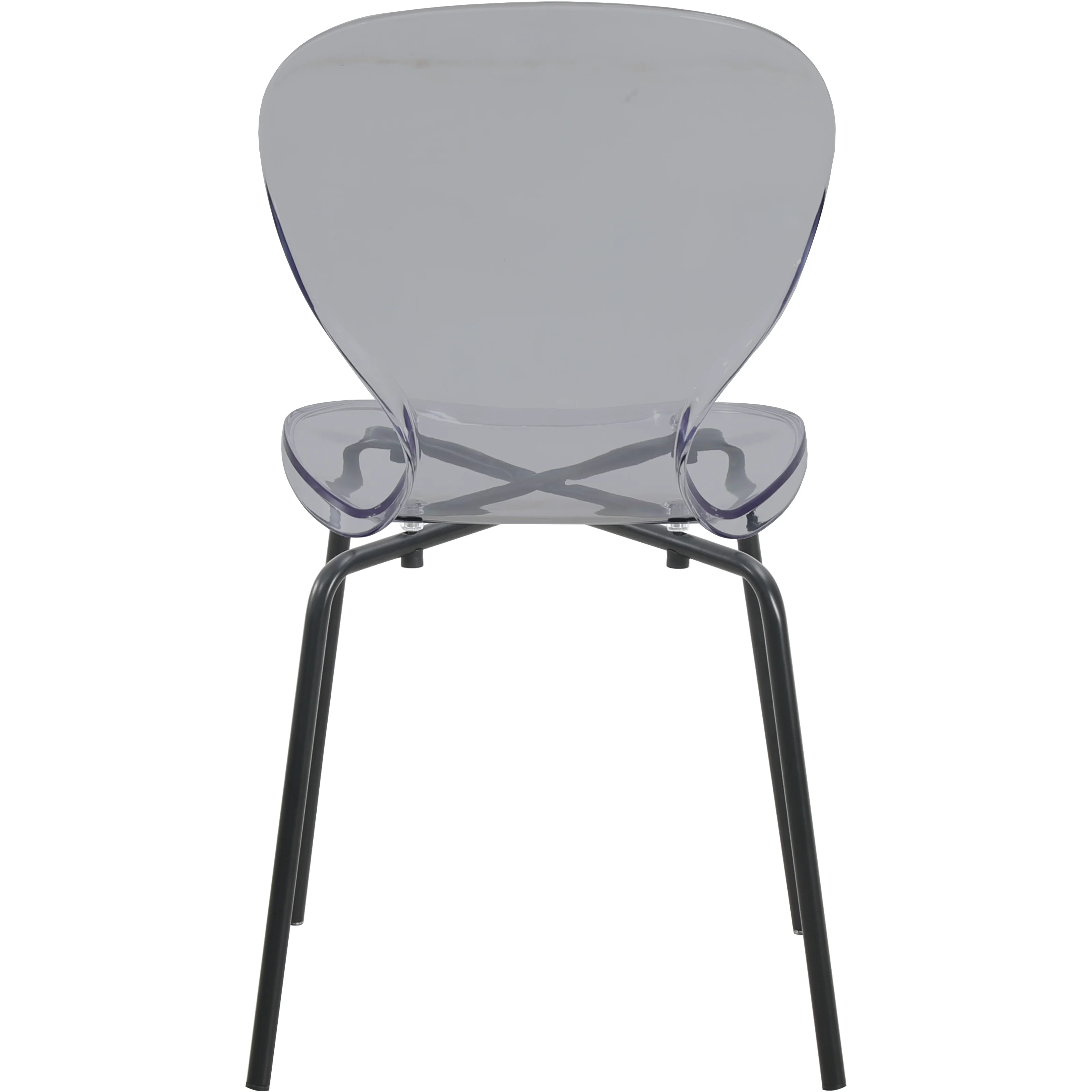 Modern Oyster Transparent Side Chair in Black Base set of 2