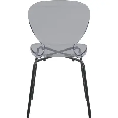 Modern Oyster Transparent Side Chair in Black Base set of 2