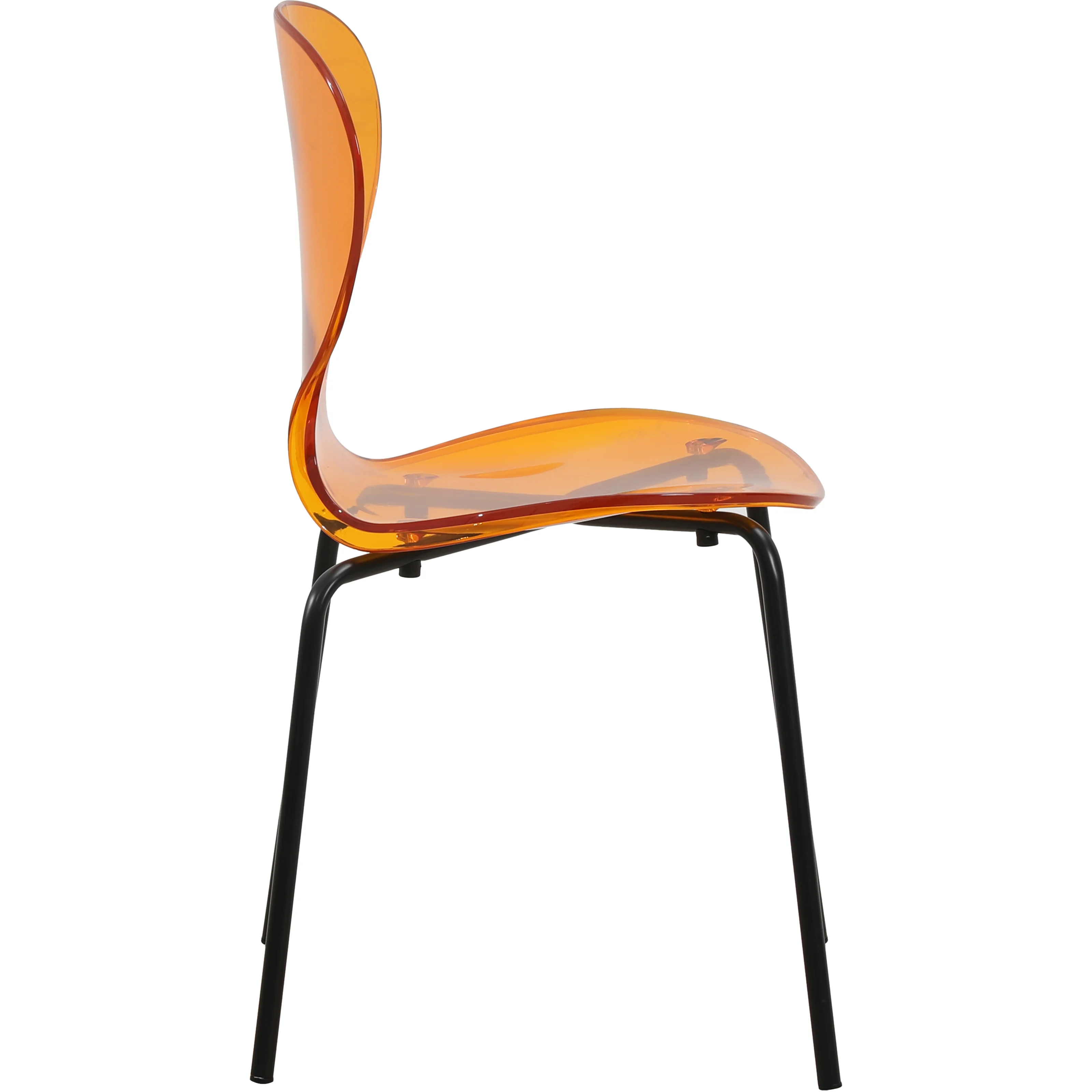 Modern Oyster Transparent Side Chair in Black Base Set of 2