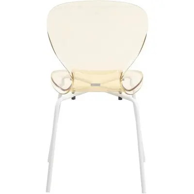 Modern Oyster Transparent Side Chair in White Base